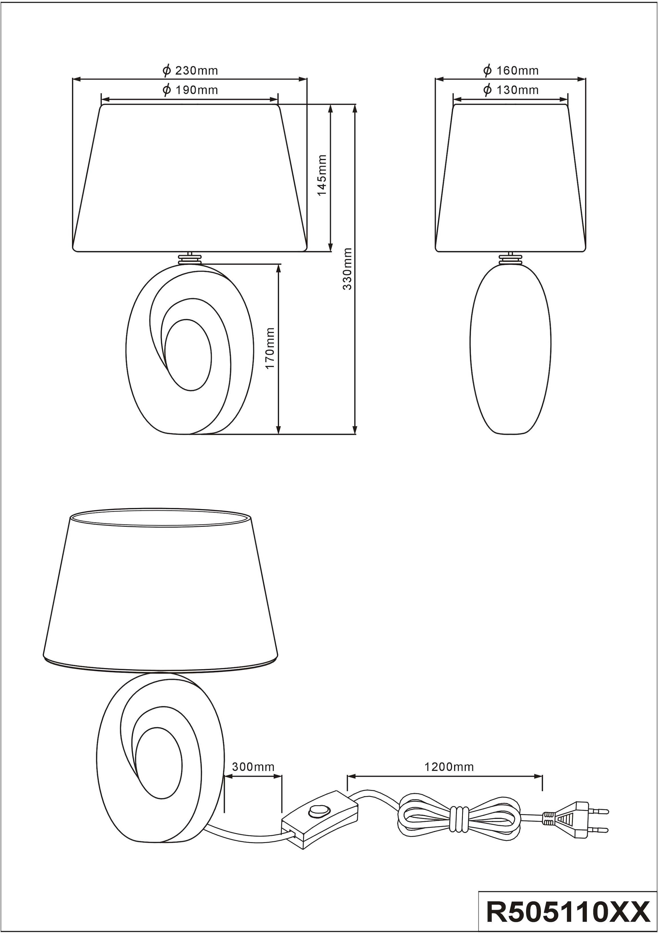 TRIO Leuchten Tischlampe »Taba«, 1 flammig, Leuchtmittel E14 | Leuchtmittel wechselbar, mit Keramikfuß und Stoffschirm