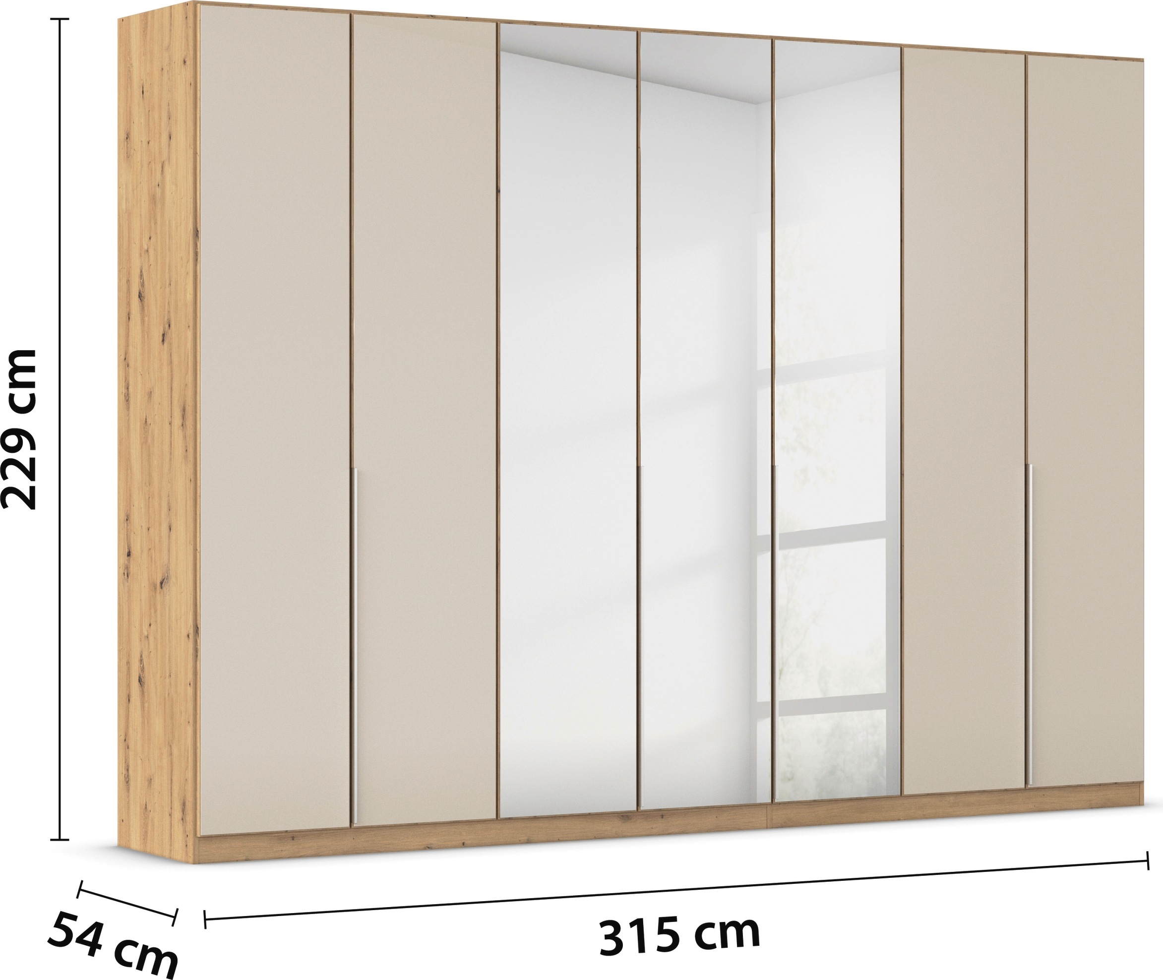 rauch Drehtürenschrank »Kleiderschrank Kleiderschränke Schrank Garderobe AGORDO mit Glasfront«, (in zwei Griff-Farben), durchdachte Innenausstattung, in 6 Breiten und 2 Höhen MADE IN GERMANY