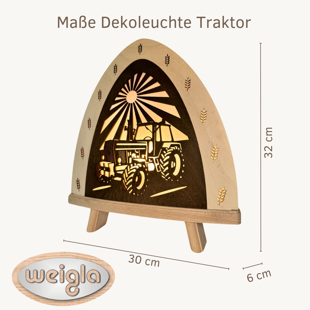 Weigla LED Dekolicht »Traktor, BxHxT: 30x32x6 cm« E14 Dekolampe aus dem Erzgebirge, Holz Buche