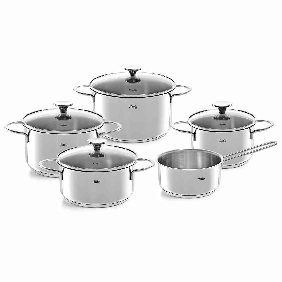 Fissler Topf-Set »Copenhagen« Set, Bratentopf 20 cm, je 1 Kochtopf 16/20/24 cm, Stielkasserolle 16 cm, 9 Stk. tlg. Edelstahl 18/10