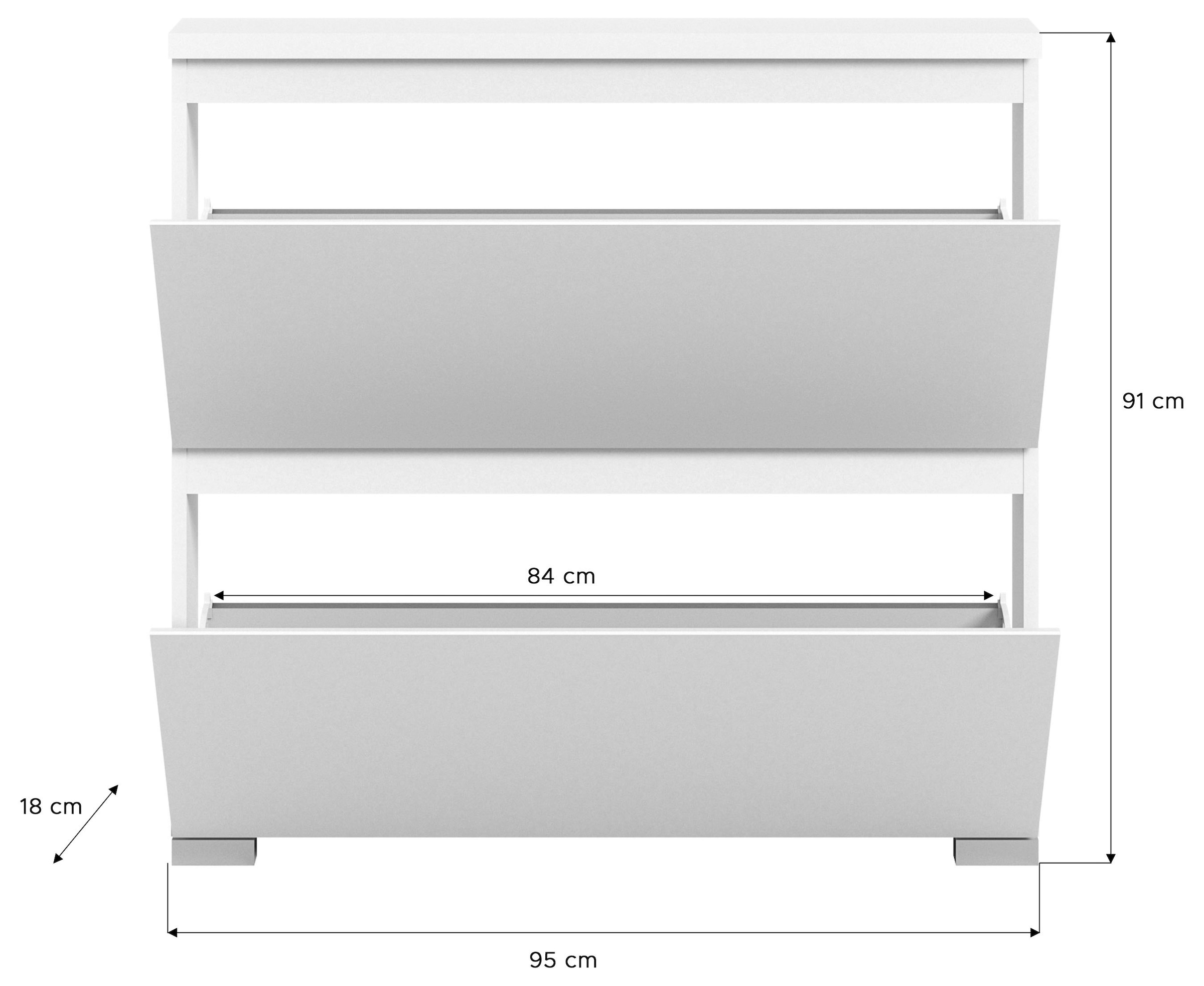 INOSIGN Schuhschrank »Skoskap, Tiefe 18cm, 2 Klappen mit Schuhwalze, Platz für 8 Schuhpaare«, hängend und stehend montierbar, Schuhkipper, Schuhkommode, Schuhregal