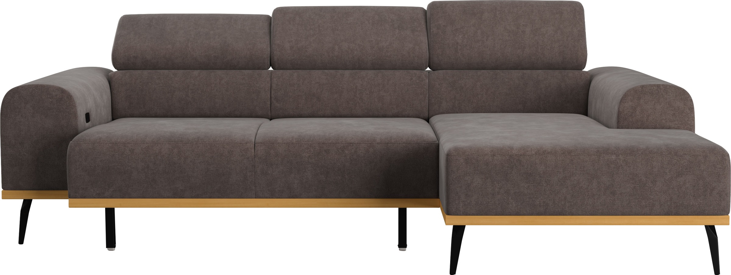 Places of Style Ecksofa »Carlo L-Form«, mit Kopfteilverstellung & Holz-Rahmenoptik, wahlweise Relaxfunktion