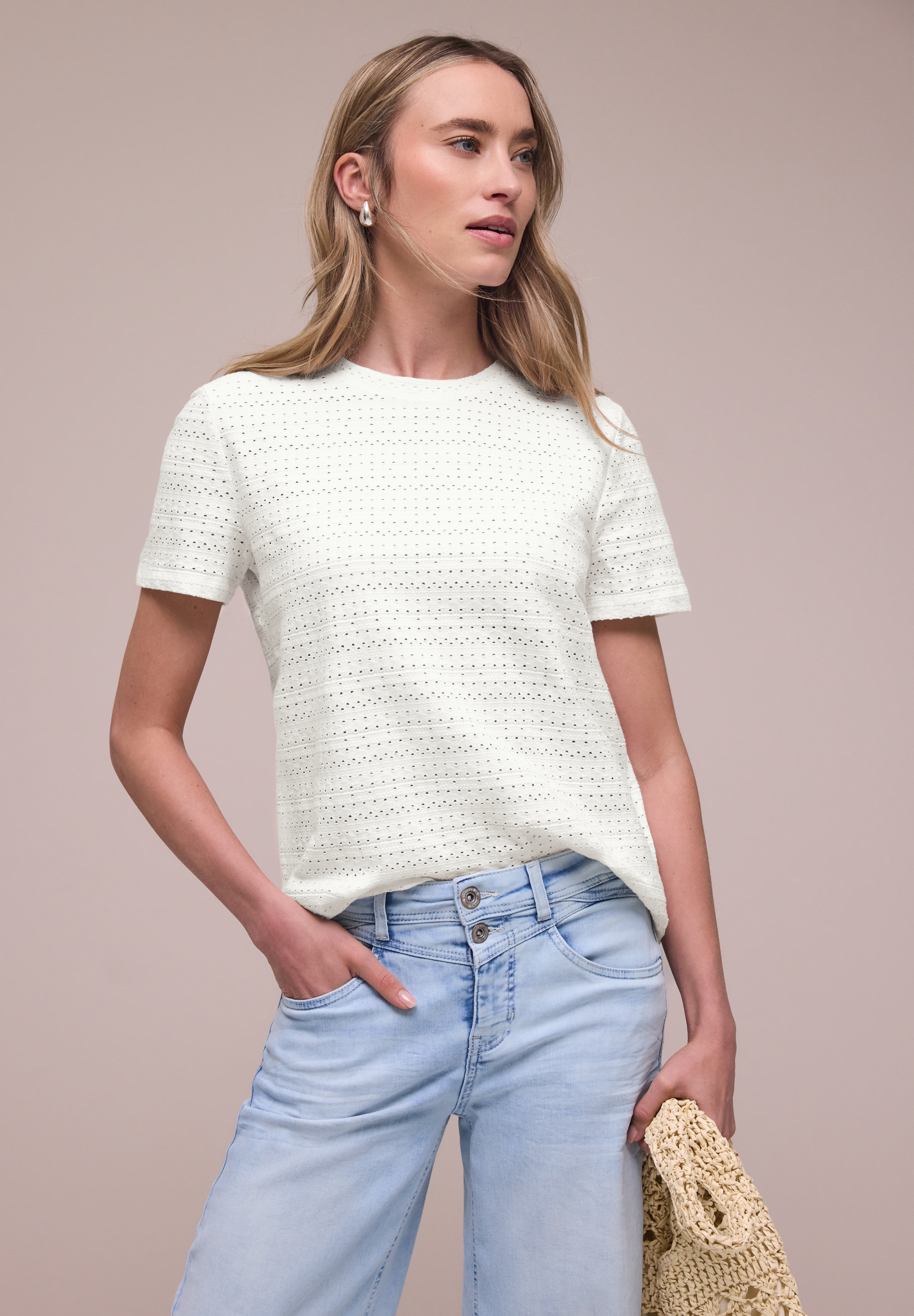 STREET ONE Kurzarmshirt mit Rundhals aus Spitze