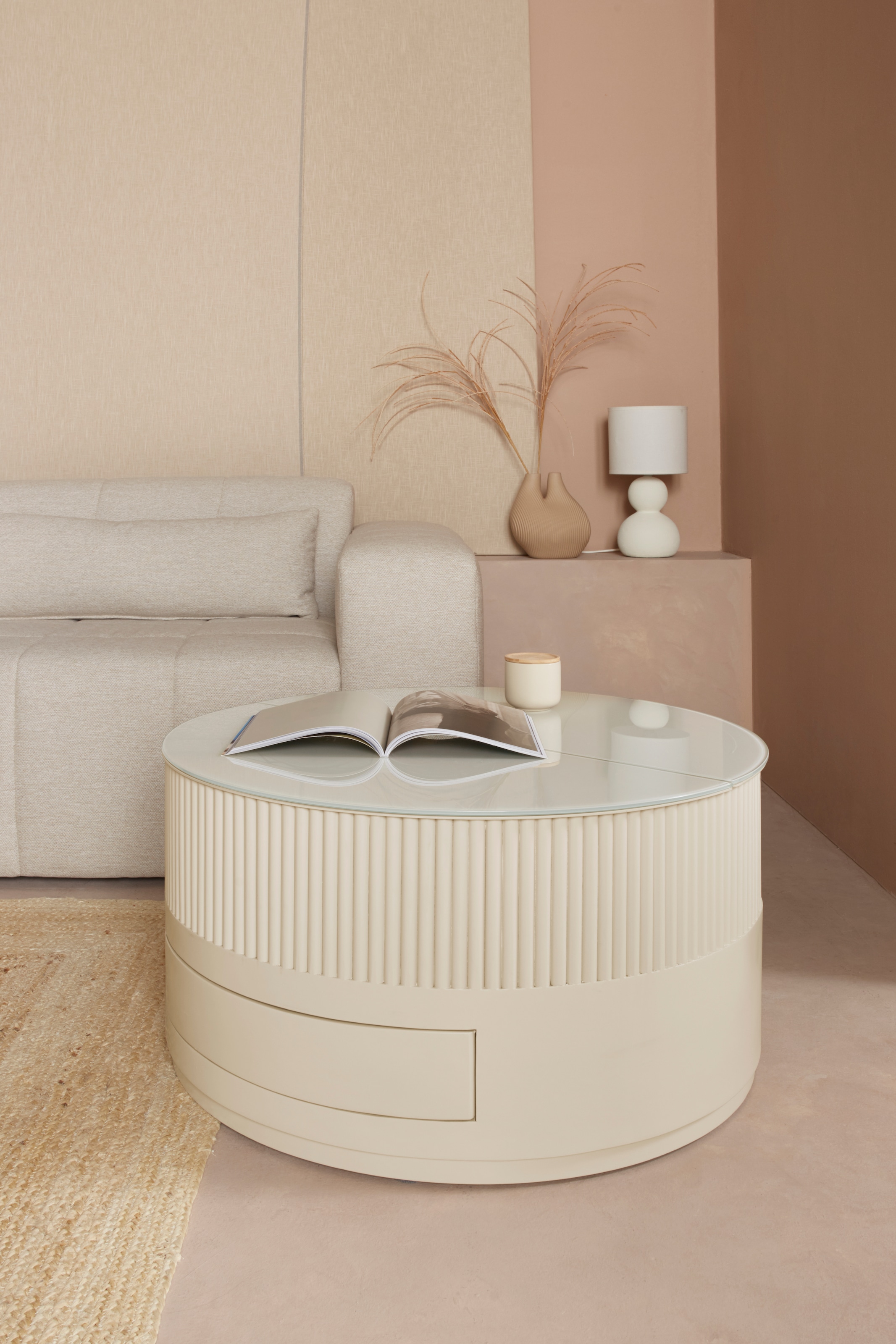 LeGer Home by Lena Gercke Couchtisch »Novalee«, 1 Schublade, Stauraum, Lamellen-Optik