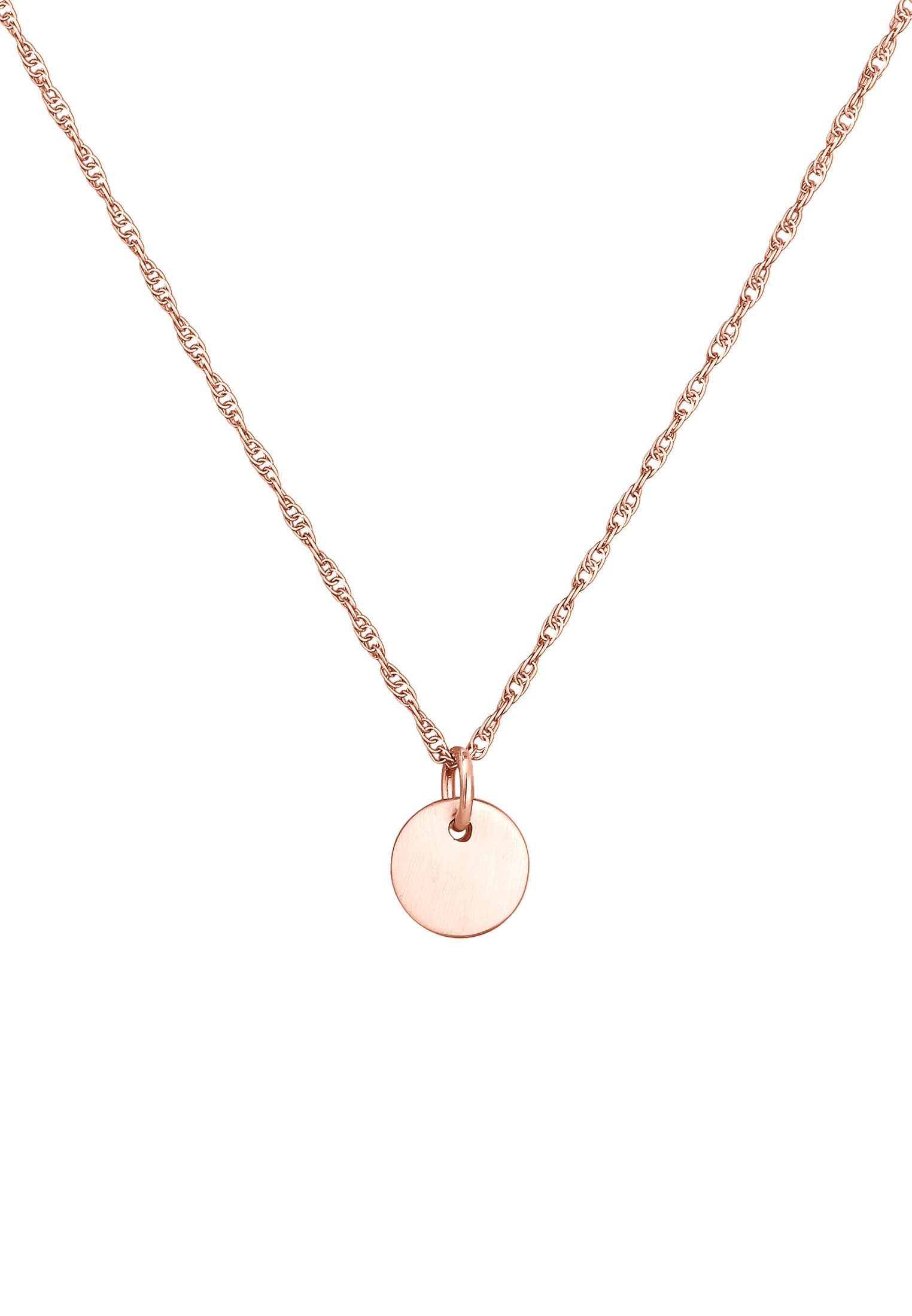 Elli Kette mit Anhänger »Halskette Plättchen Rund Gedrehte Kette 925 Silber«