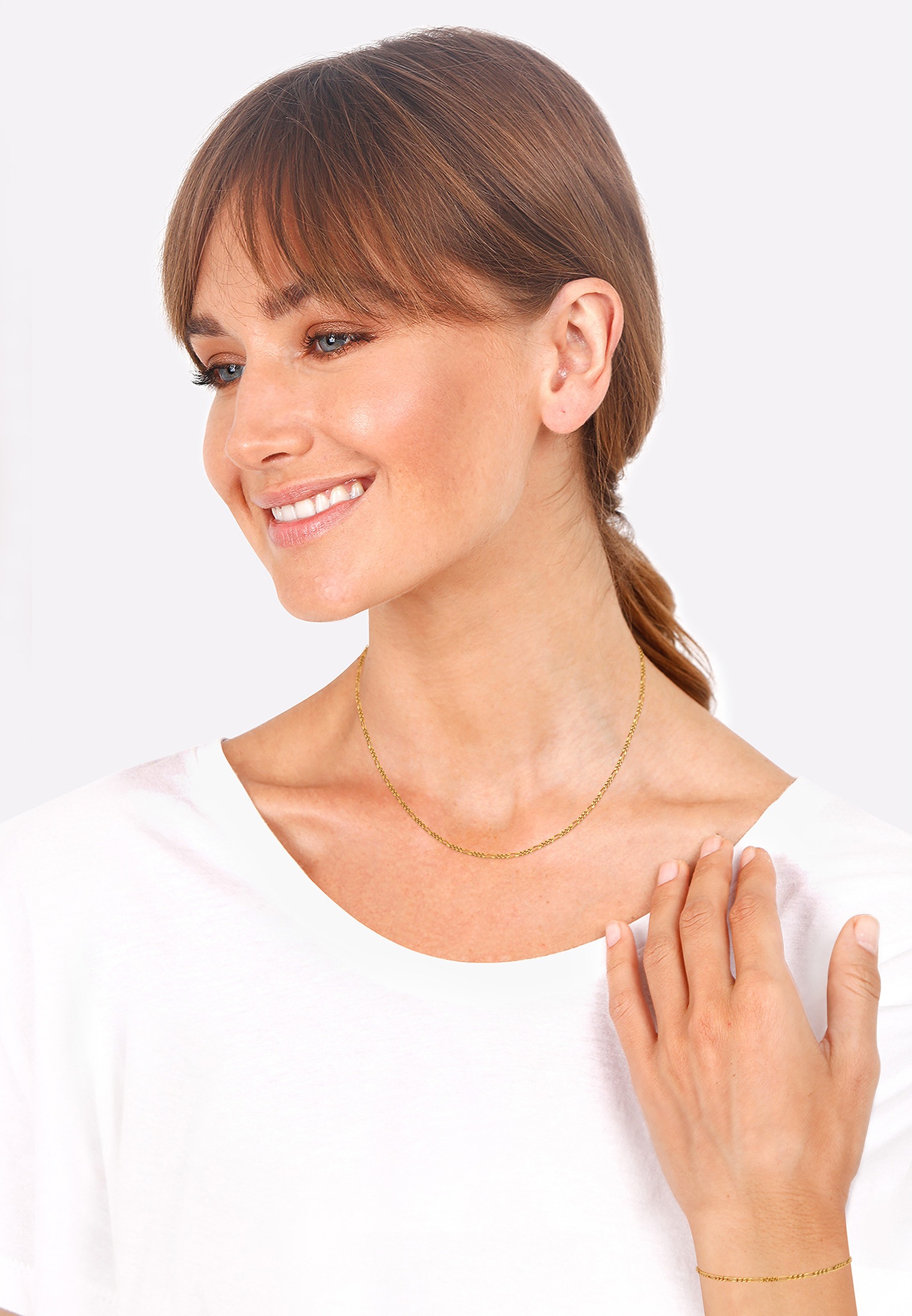 Elli Ohrring und Ketten Set »Schmuckset Figaro Halskette Armband Basic Allround 925 Silber«