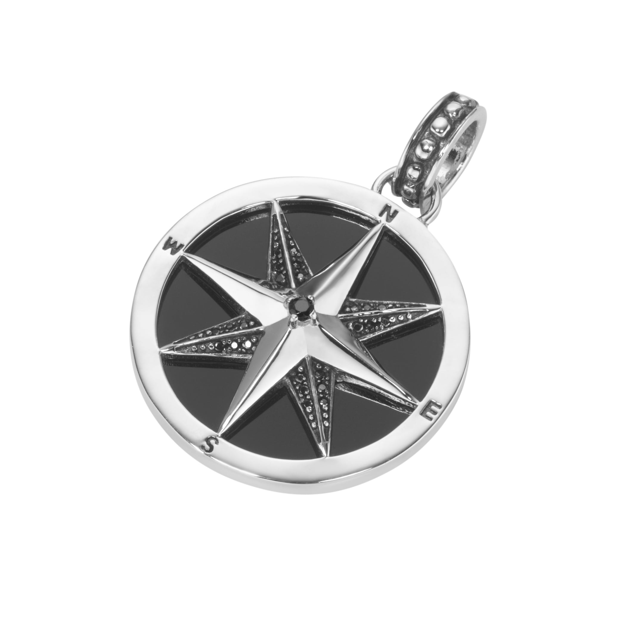 Kettenanhänger »Anhänger Kompass, mit Achat und Spinellen in schwarz, Silber 925«