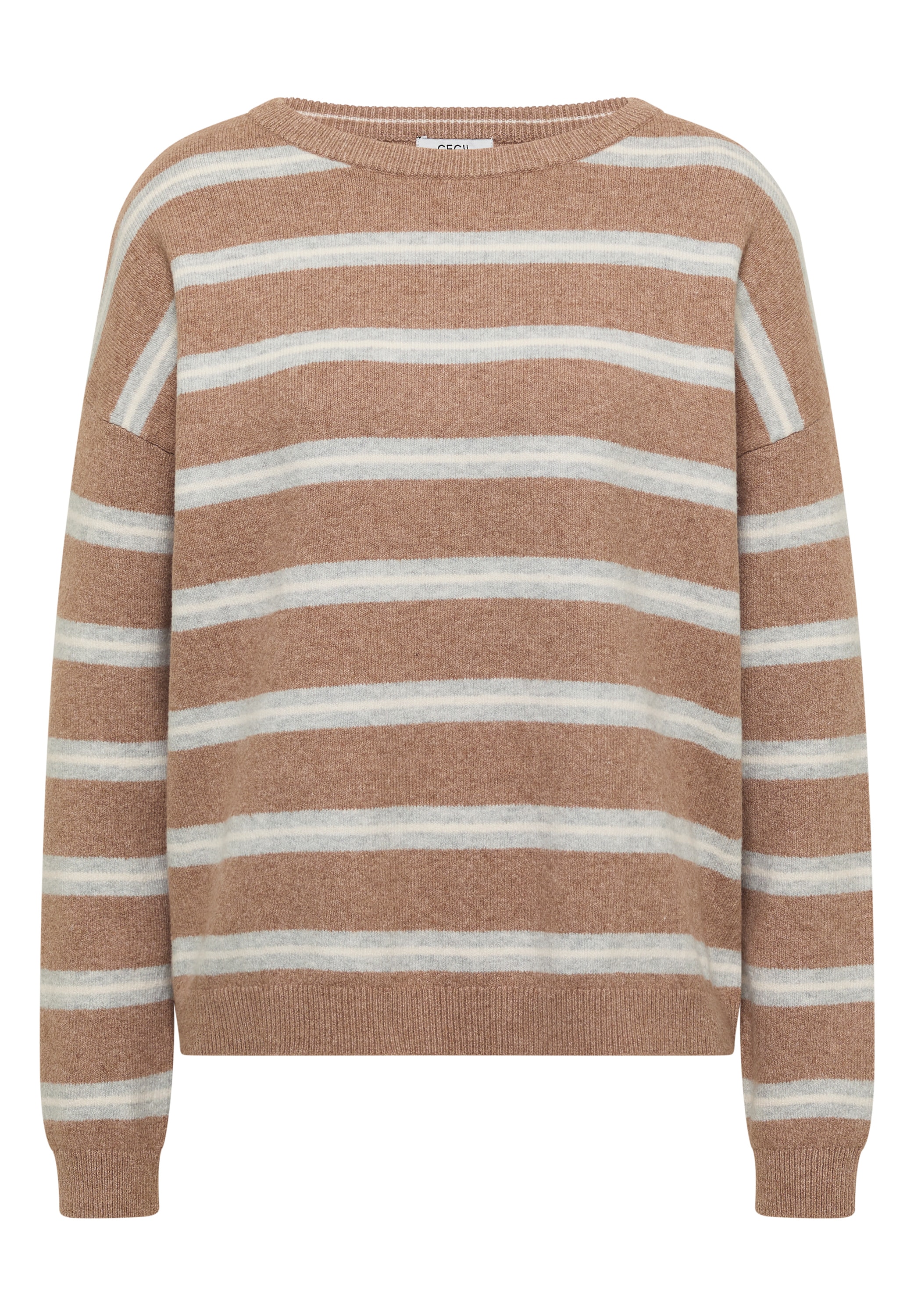 Cecil Strickpullover mit Boat Neck und Streifen