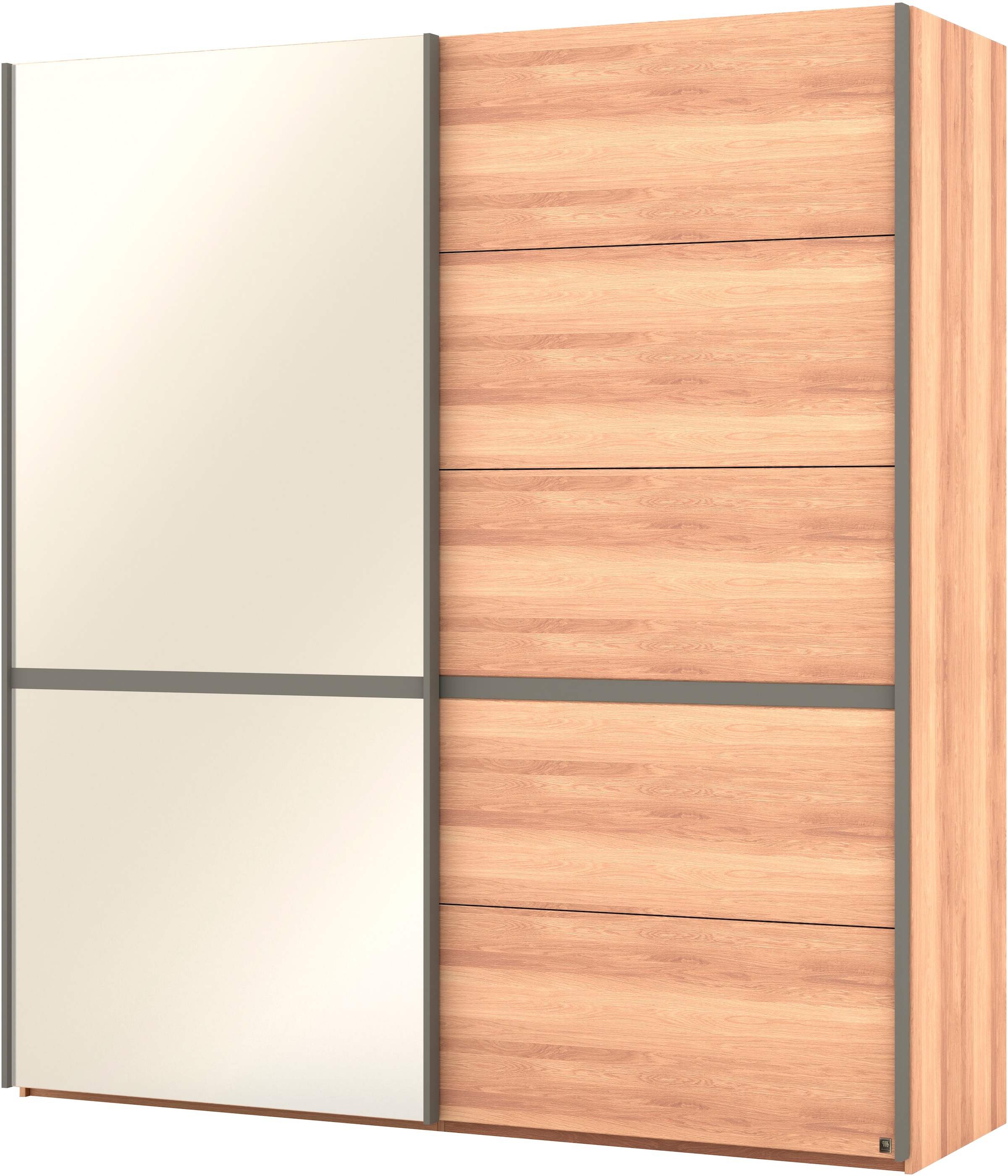 Musterring Schwebetürenschrank »Sorrent, Kleiderschrank, Schrank, Schiebetüren«, (Teilmassiv Eiche, MADE IN GERMANY), Türen in Eiche massiv mit Kassetten-Optik, verschiedene Maße verfügbar