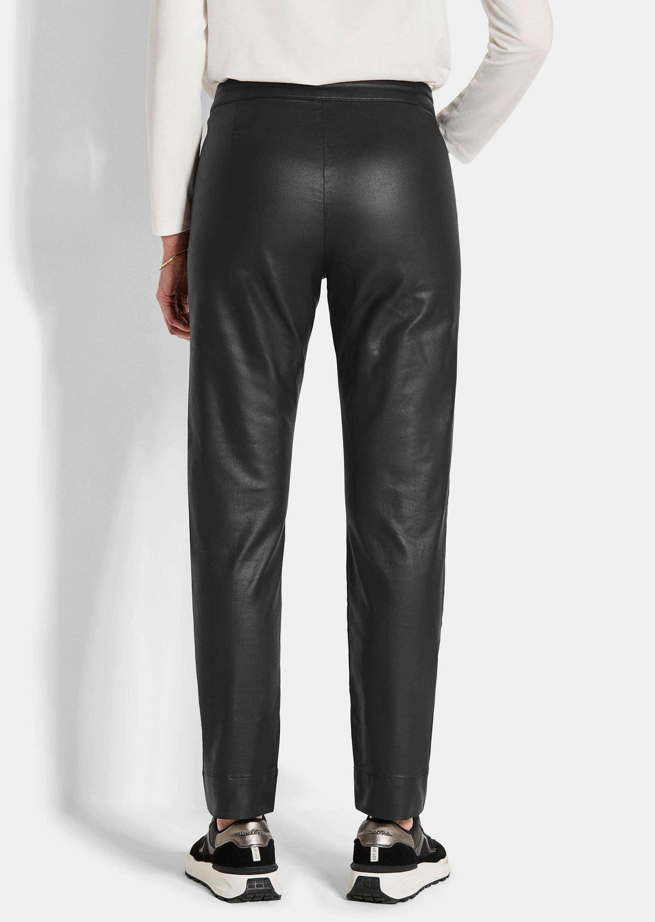 GOLDNER Stoffhose »Kurzgröße Slim Fit Leder-Hose Bella, hoher Bund«
