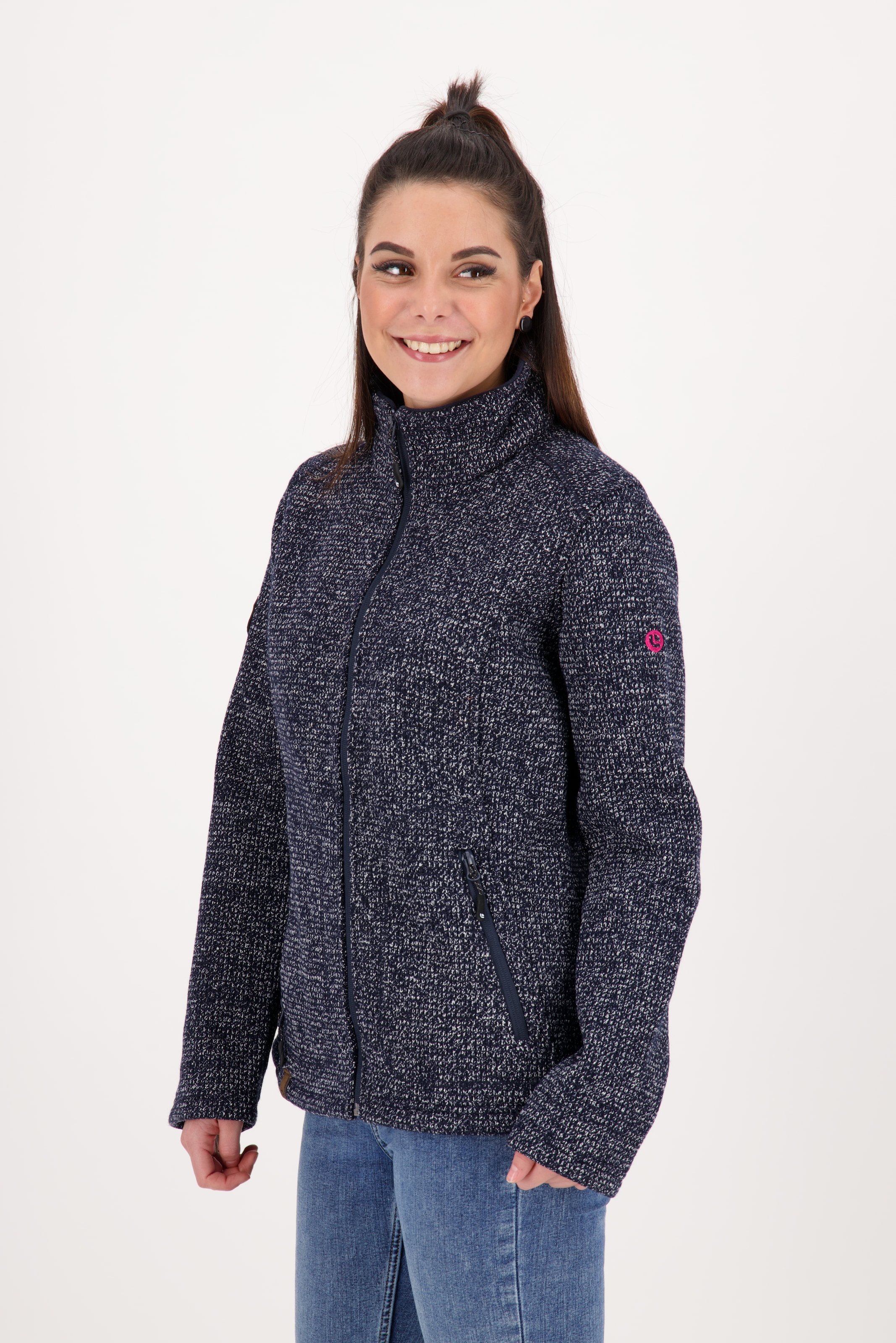 DEPROC Active Strickfleecejacke »KITTOBE LAKE WOMEN«, Kontrastreissverschluss