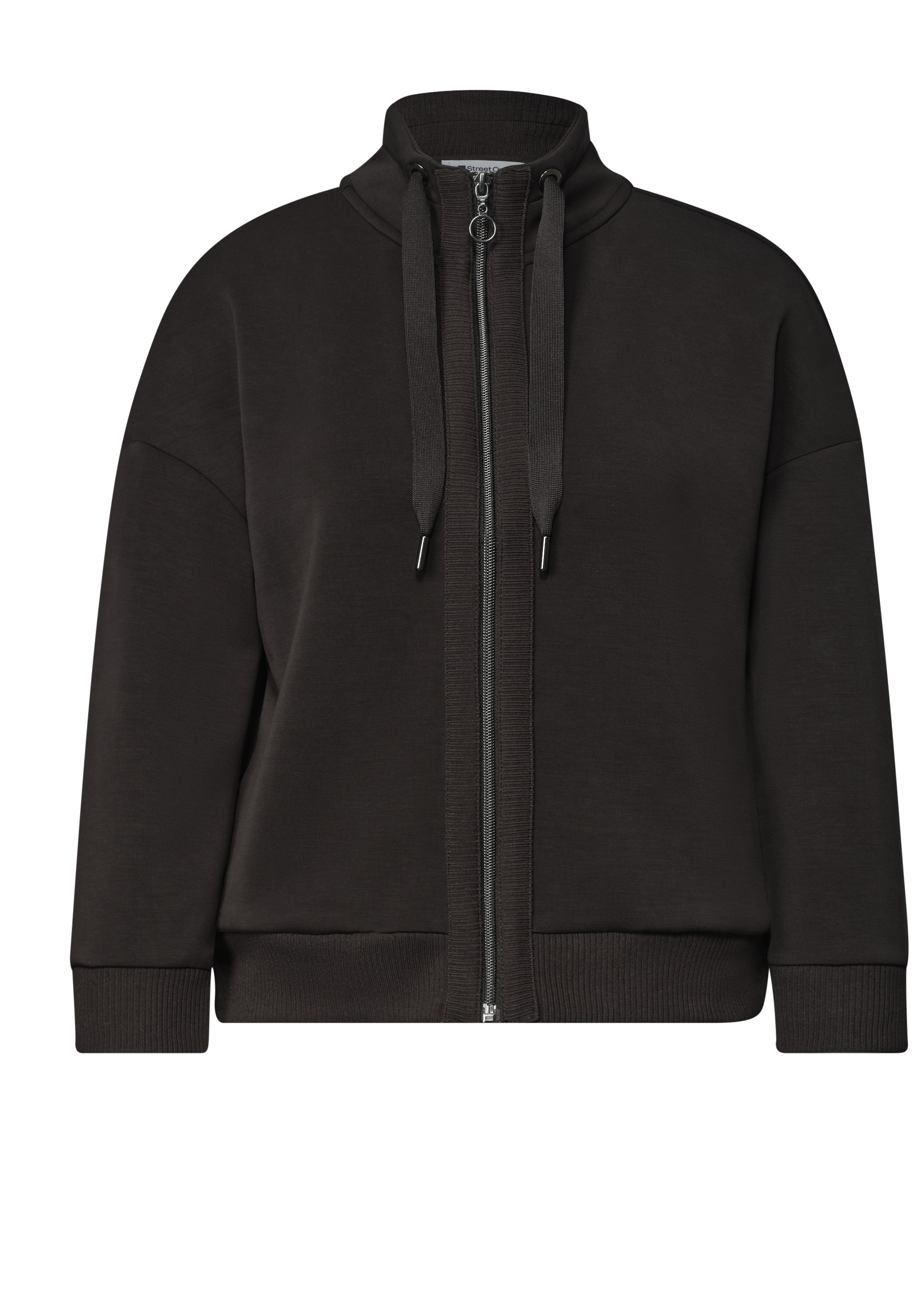 STREET ONE Sweatjacke 3/4-Arm Jacke im Silk-Look mit Rippdetails