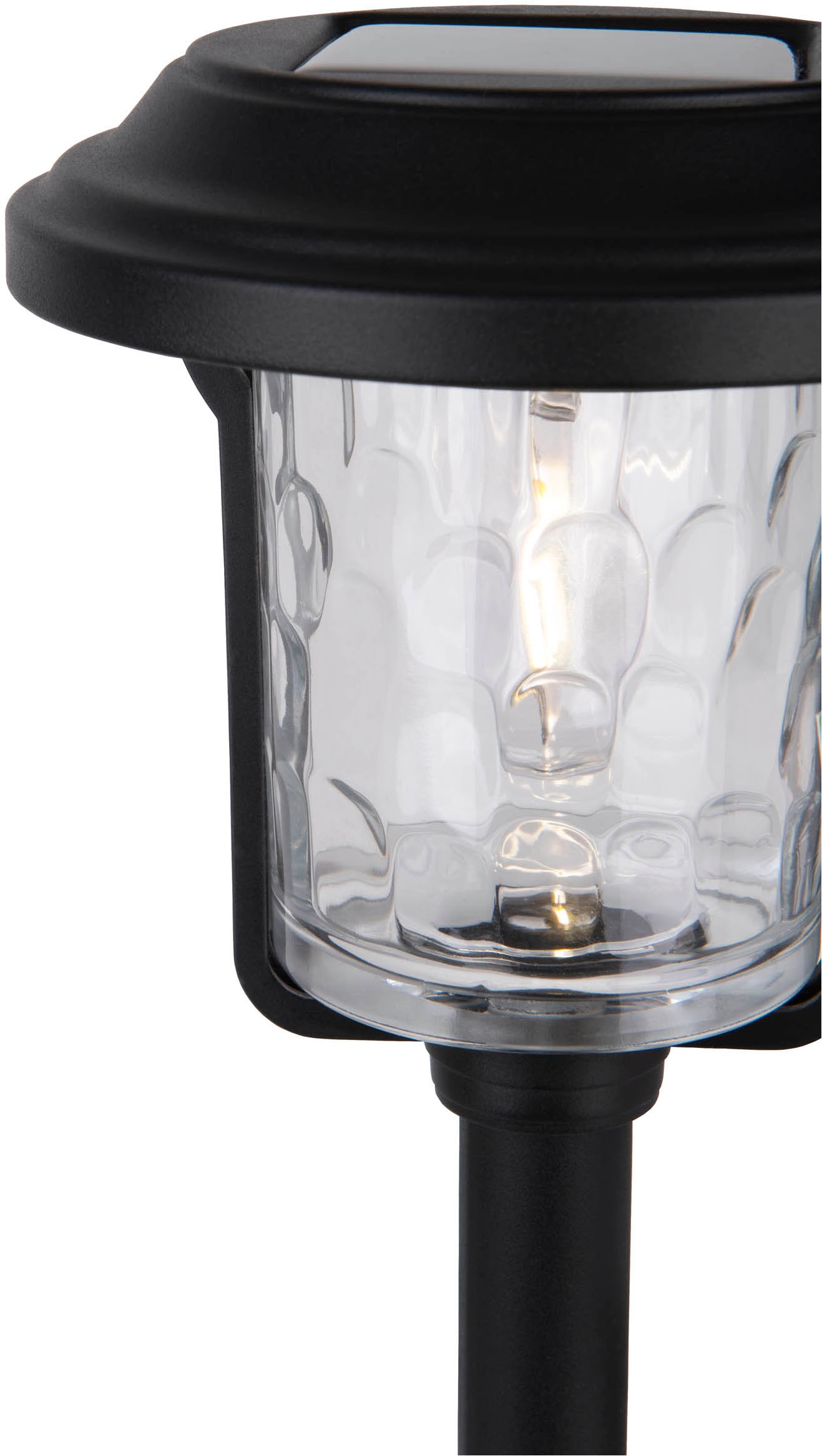 näve LED Solarleuchte »Simon« LED-Modul 1 Stk. Warmweiß Spieß schwarz, strukturierter Glasschirm , H: 54,7cm, Dämmerungssensor