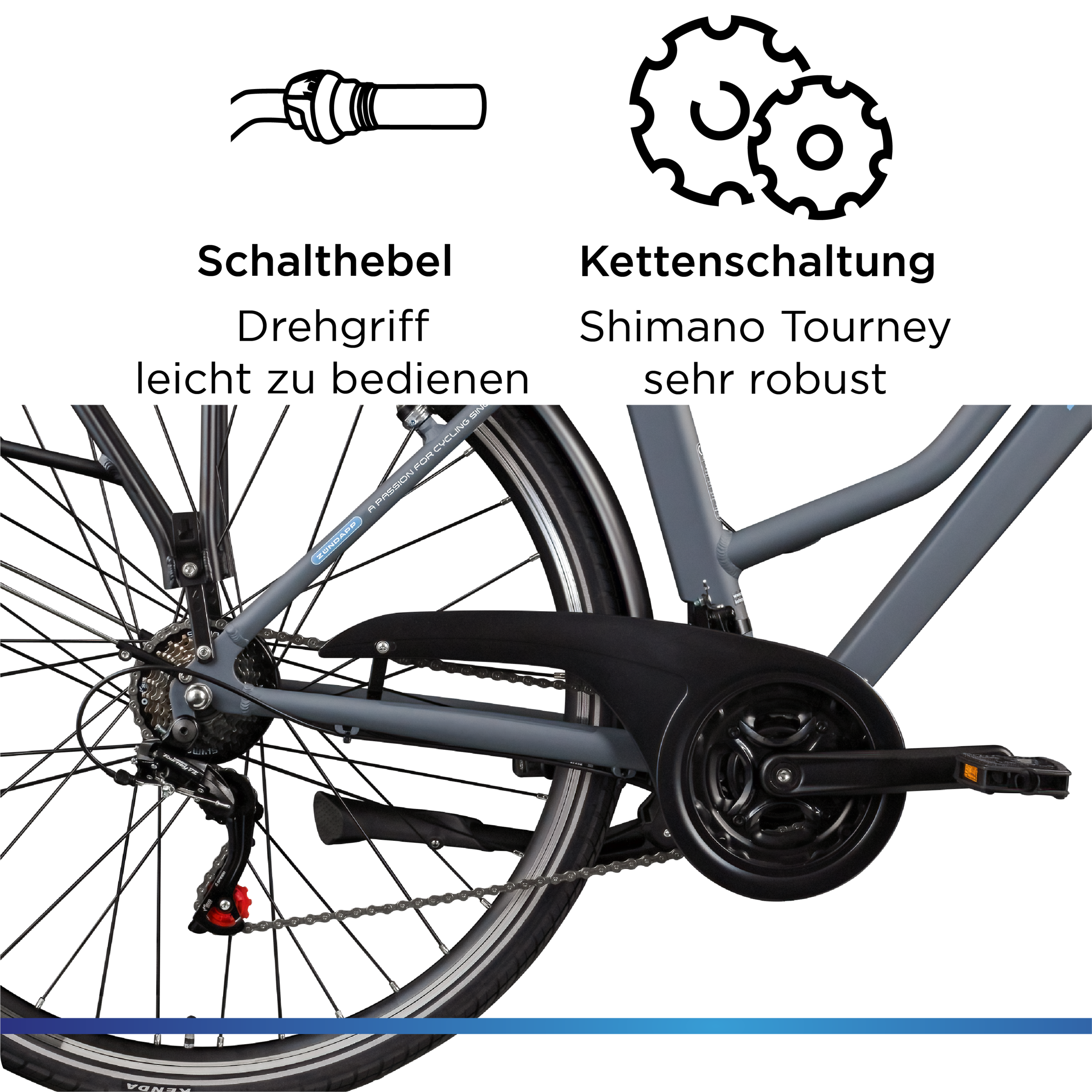 Zündapp »Green 7.7 Damen« 21 Gang Shimano Tourney Schaltwerk Kettenschaltung Heckmotor 250 W Pedelec, Elektrofahrrad für Damen