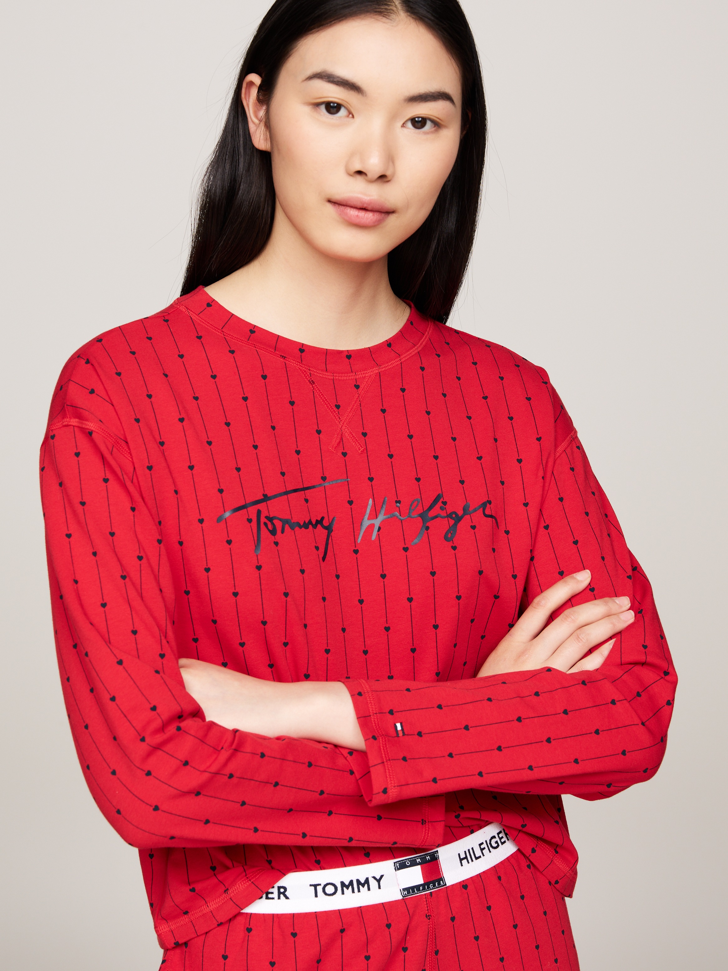 Tommy Hilfiger Underwear Pyjama »LS SHORT PRT PJ SET«, (Set, 2 tlg., 2tlg), mit Herzen Allover-Muster