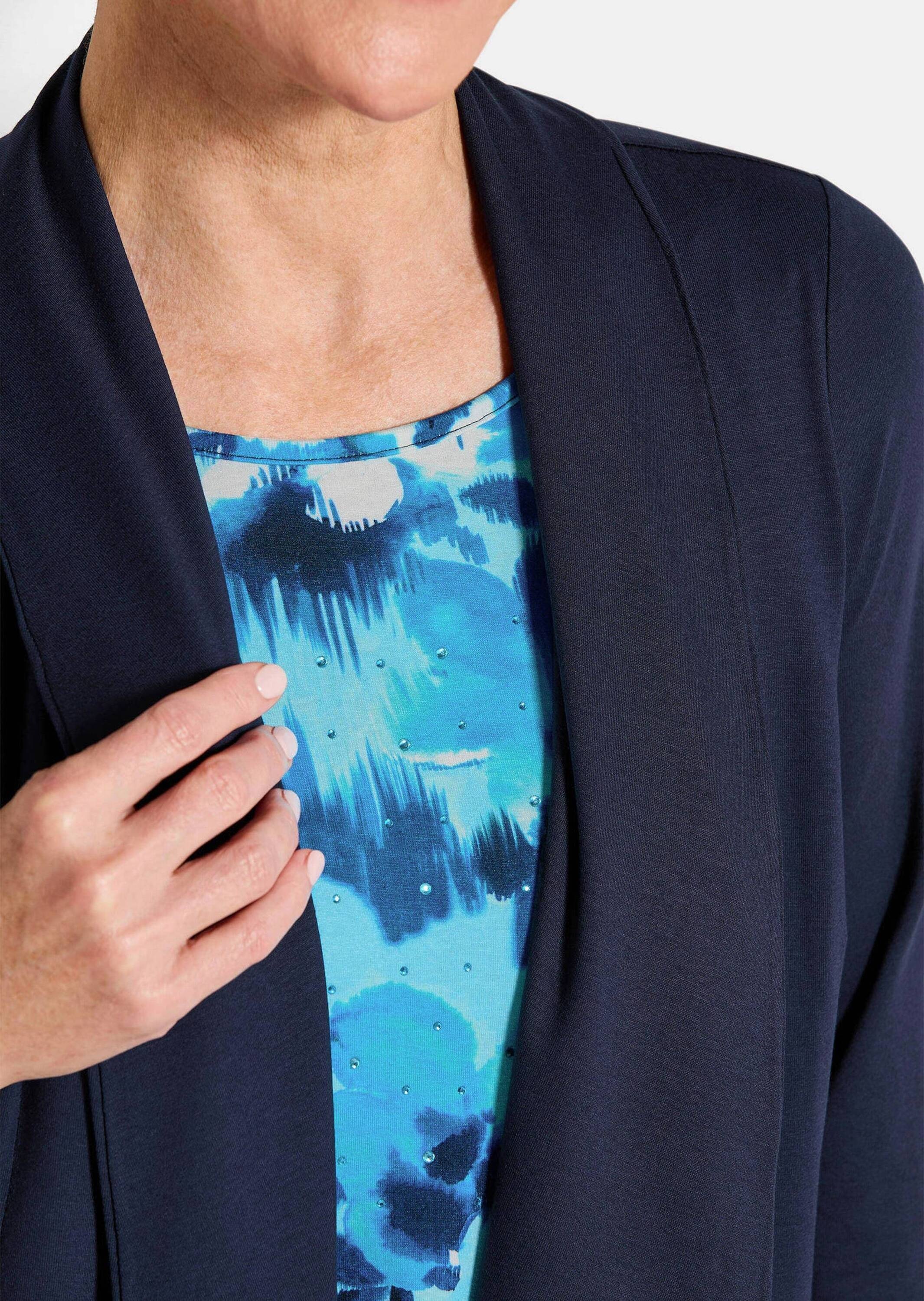 GOLDNER Langarmshirt »Kurzgröße Viskoseshirt in Twinset-Optik« Ton in Ton Hotfixe am Druck