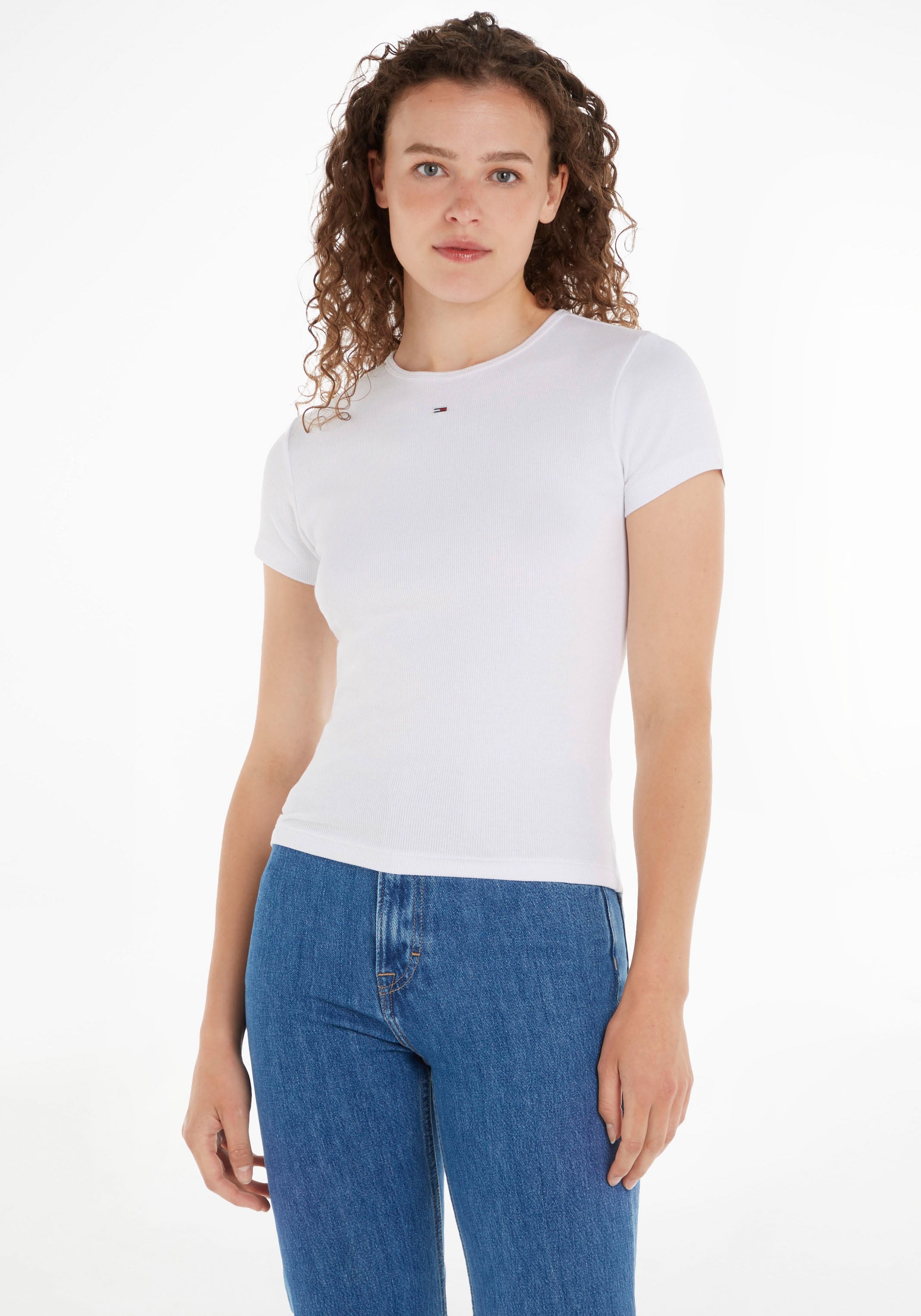 Tommy Jeans T-Shirt »TJW BBY RIB ESSENTIAL Tommy Logo-Flag OTTO SS«, Shop im mit Online Jeans