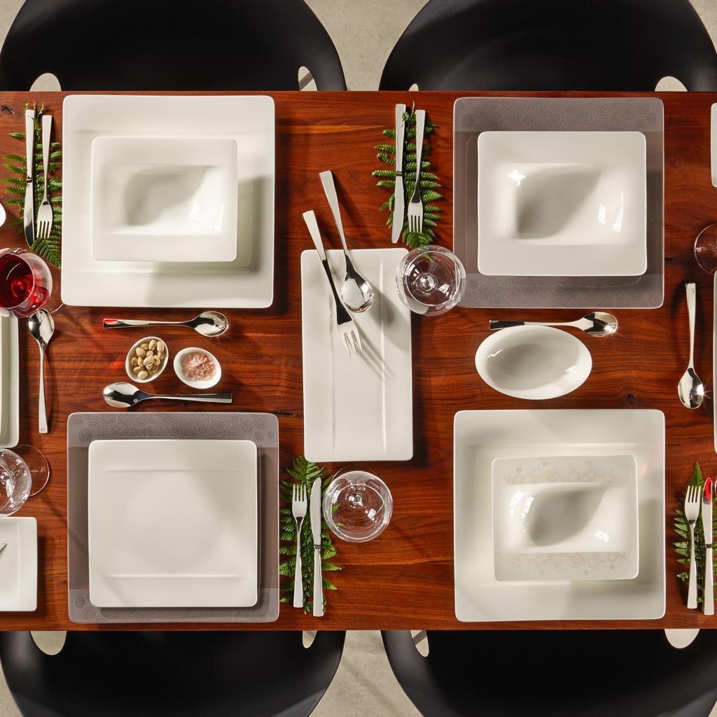 Villeroy & Boch Geschirr-Set »Tafelservice Modern Grace 12er Set weiß« Spülmaschinengeeignet, Mikrowellenfest