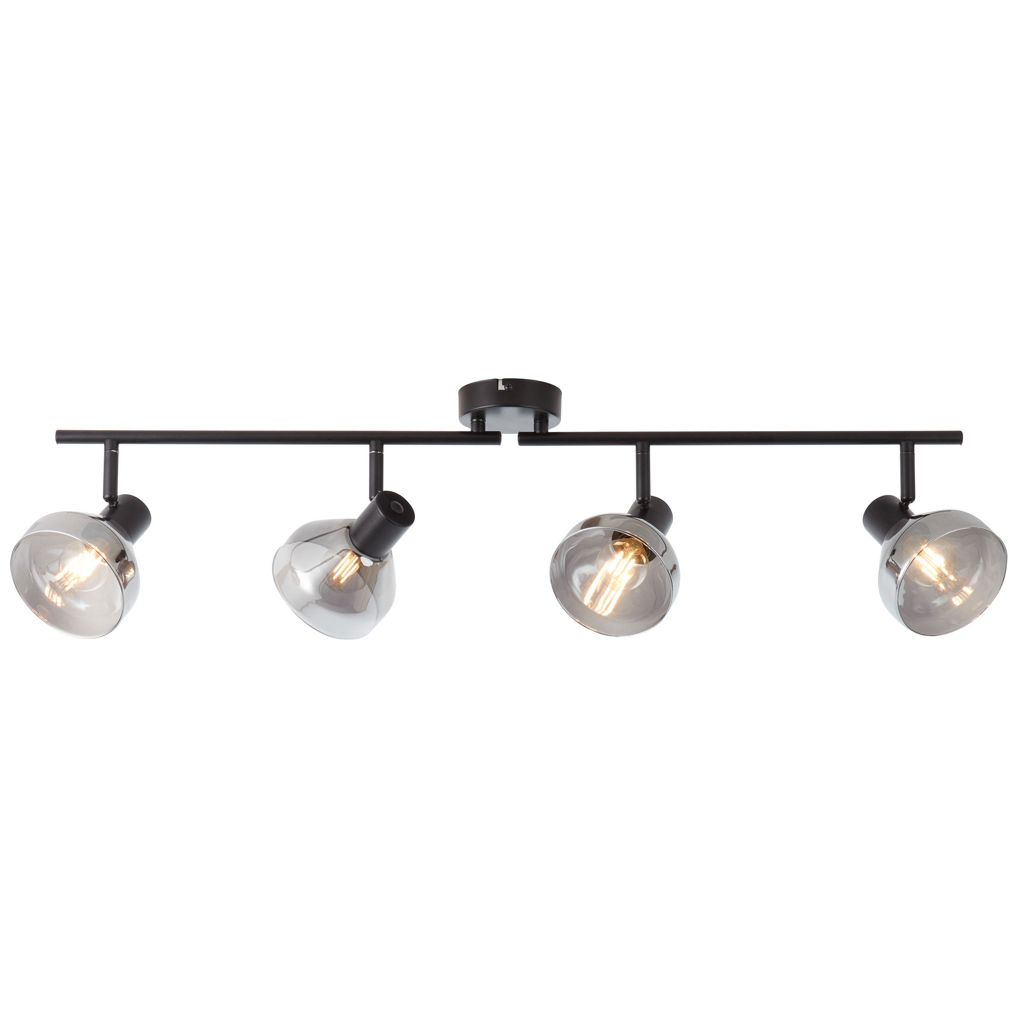 Brilliant Deckenstrahler »Reflekt«, 4 flammig, Leuchtmittel E14 | ohne Leuchtmittel, Spotrohr 4flg schwarzmatt/rauchglas