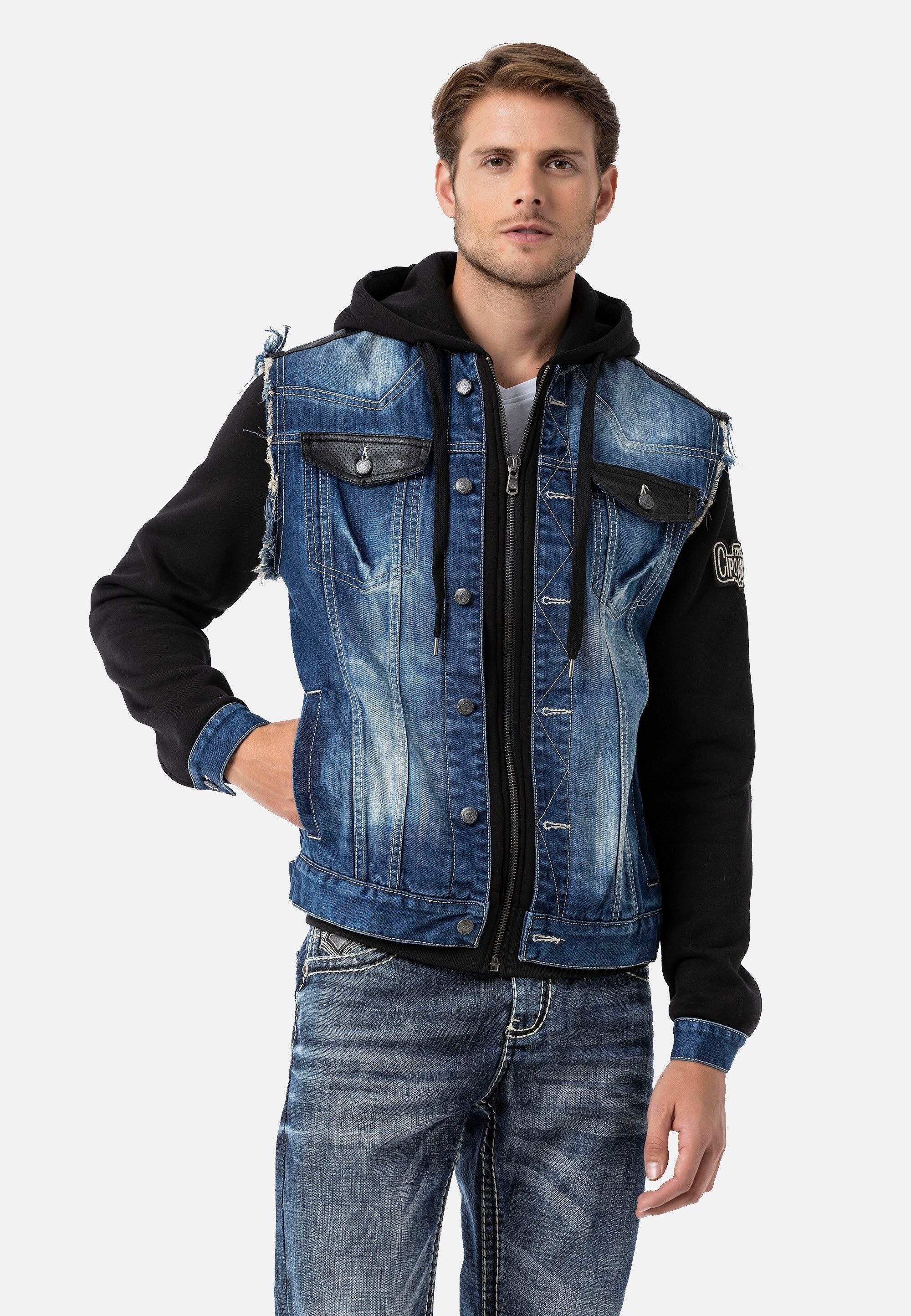 Cipo & Baxx Jeansjacke »Cipo & Baxx Jacke CJ307« mit Kapuze Abgerundet mit metallischen Details