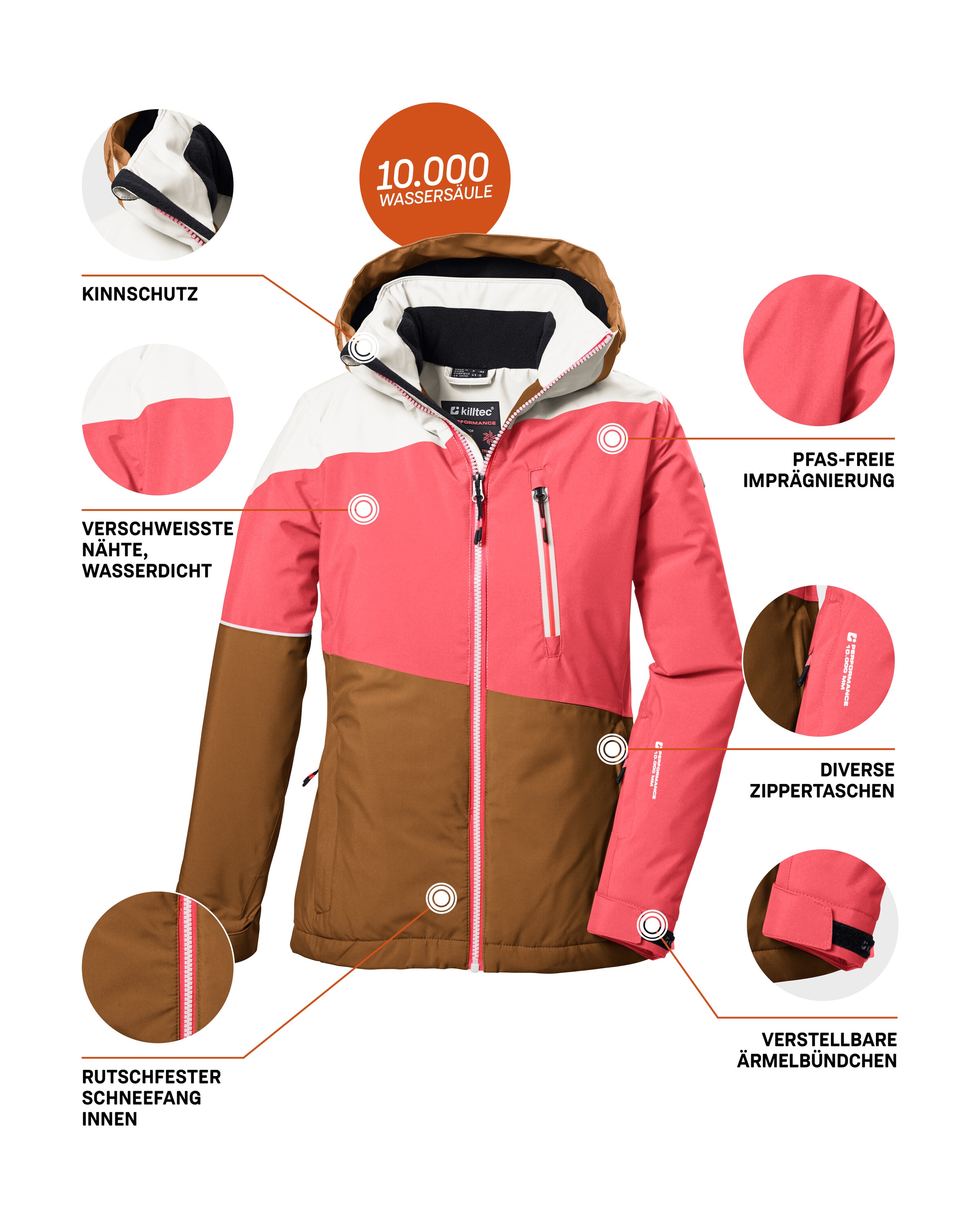 Killtec Skijacke »KSW 331 GRLS SKI JCKT« Atmungsaktive, wasserdichte Jacke mit Fleece-Innenseite, Skipasstasche