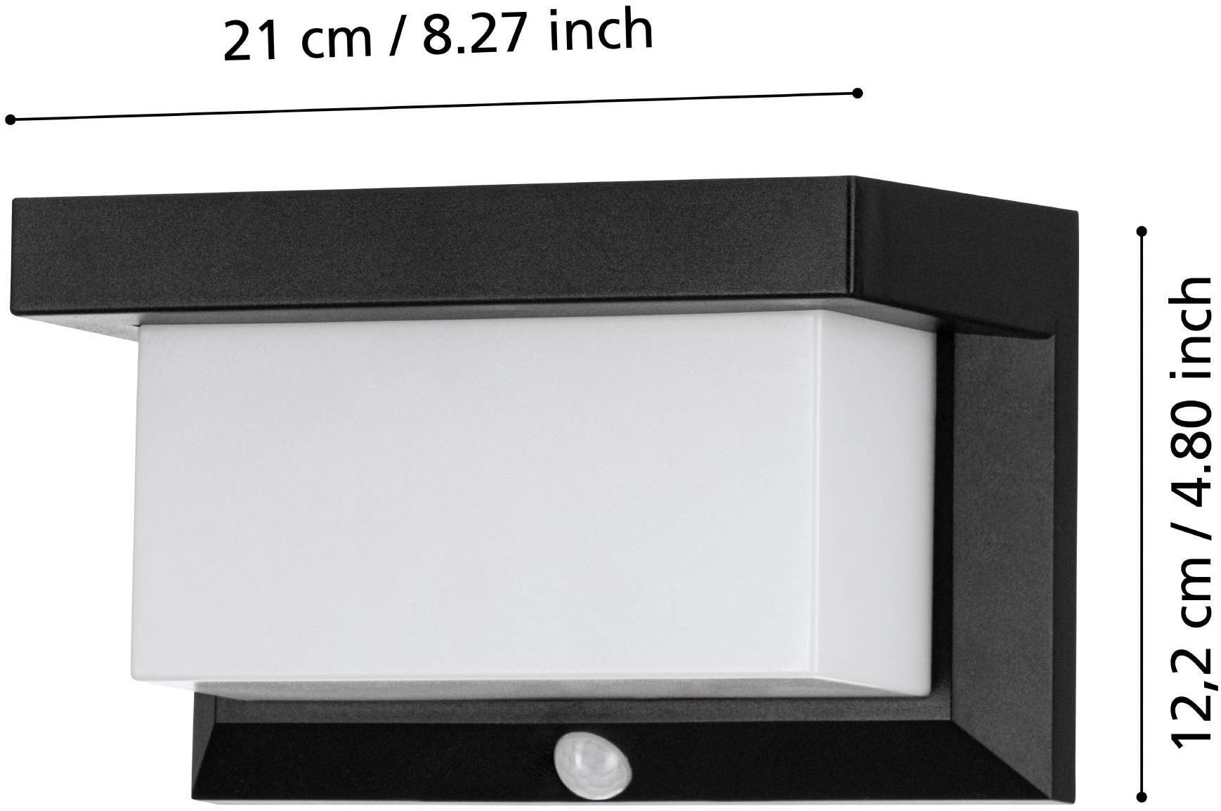 EGLO LED Solarleuchte »Utrera Solarlampe, Wandlampe aus Kunststoff, Außenbeleuchtung, IP44« LED-Modul 1 Stk. Kaltweiß Solarleuchte - L20 x B9 x H12 cm - schwarz - 32X0,12W inkl.