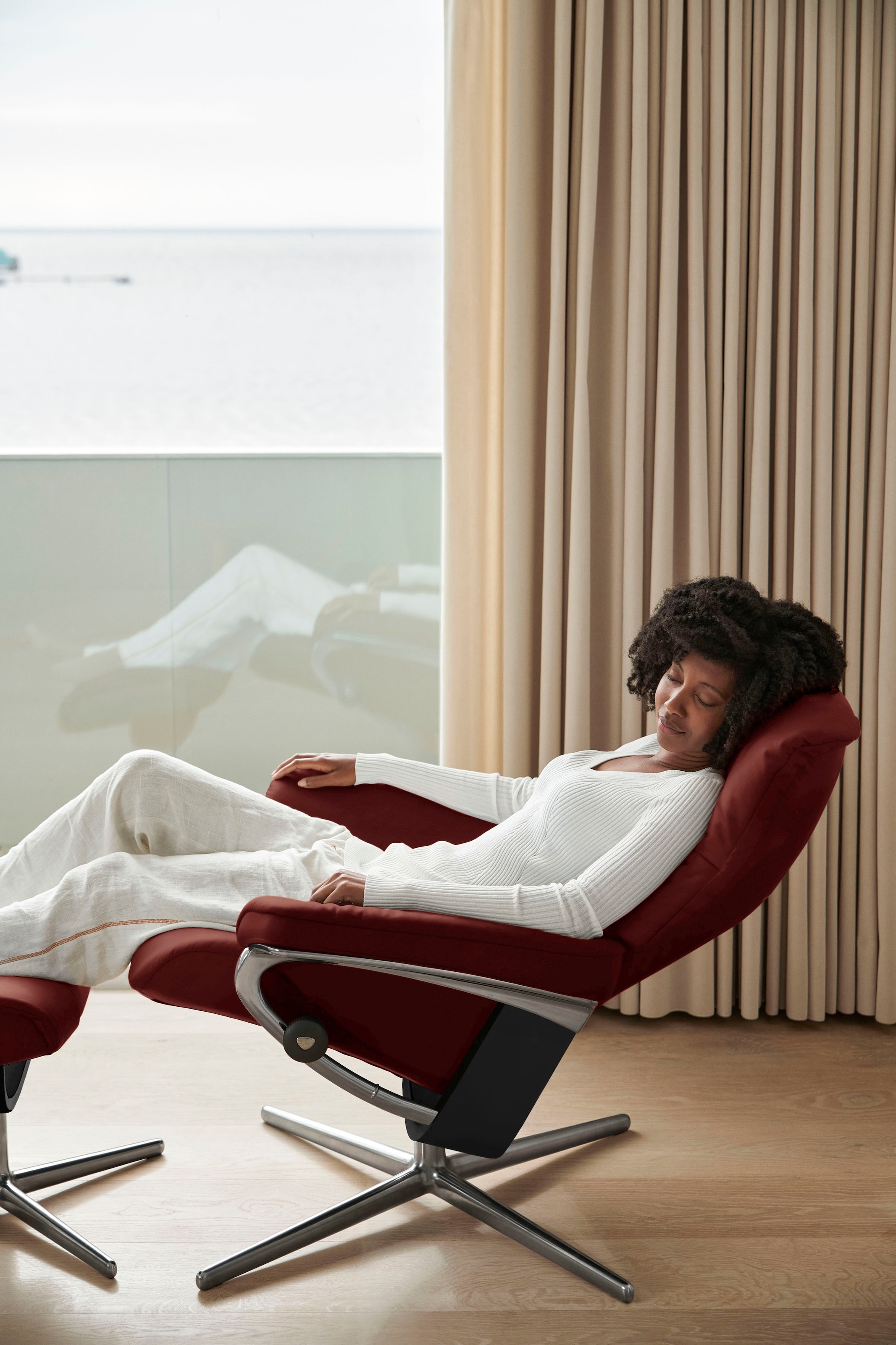 Stressless® Fußhocker »Mayfair« mit Cross Base, Größe S, M & L, Holzakzent Schwarz
