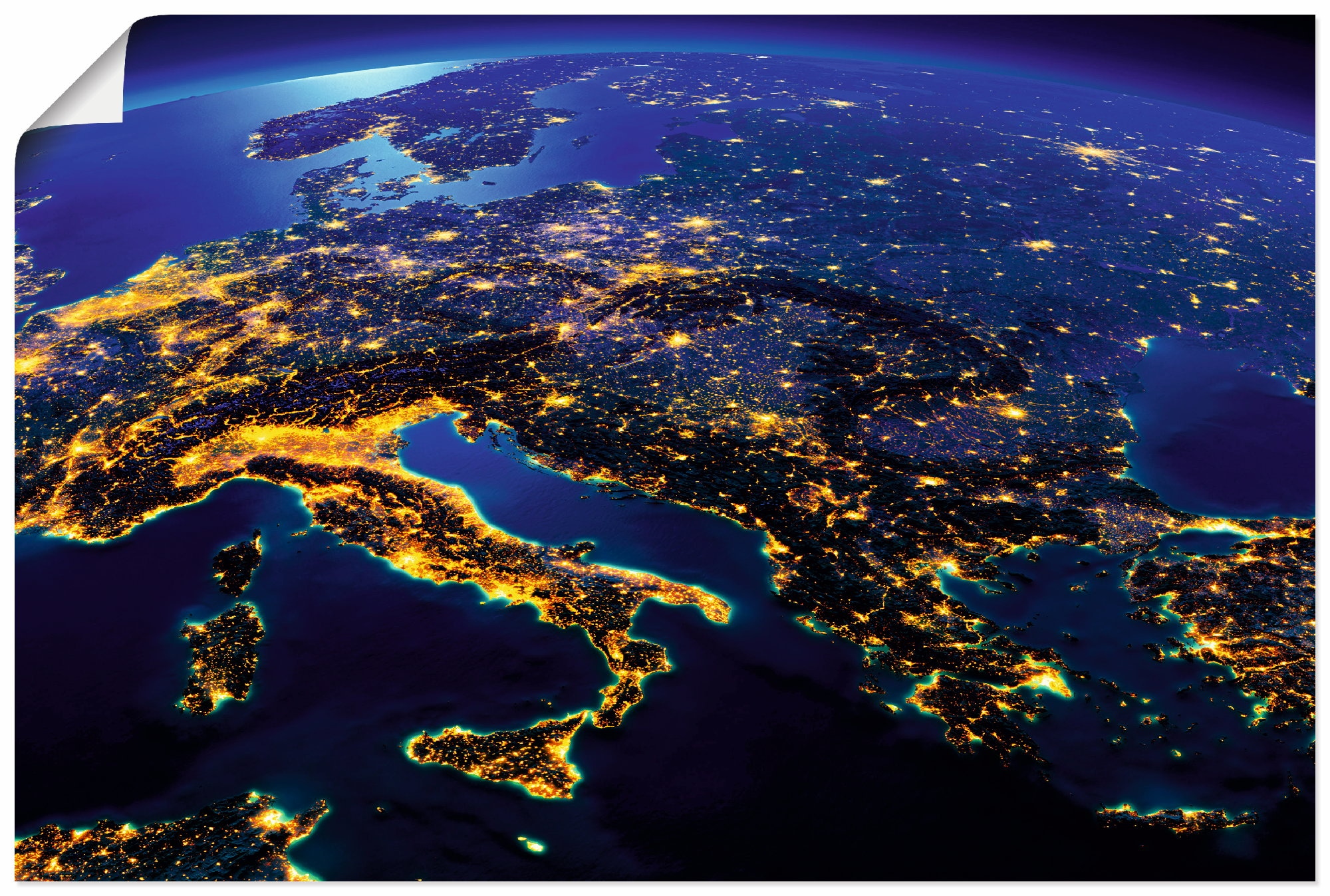 Wandbild »Südliches Europa vom Weltraum«, Weltall & Kosmos, (1 St.), als Leinwandbild,...