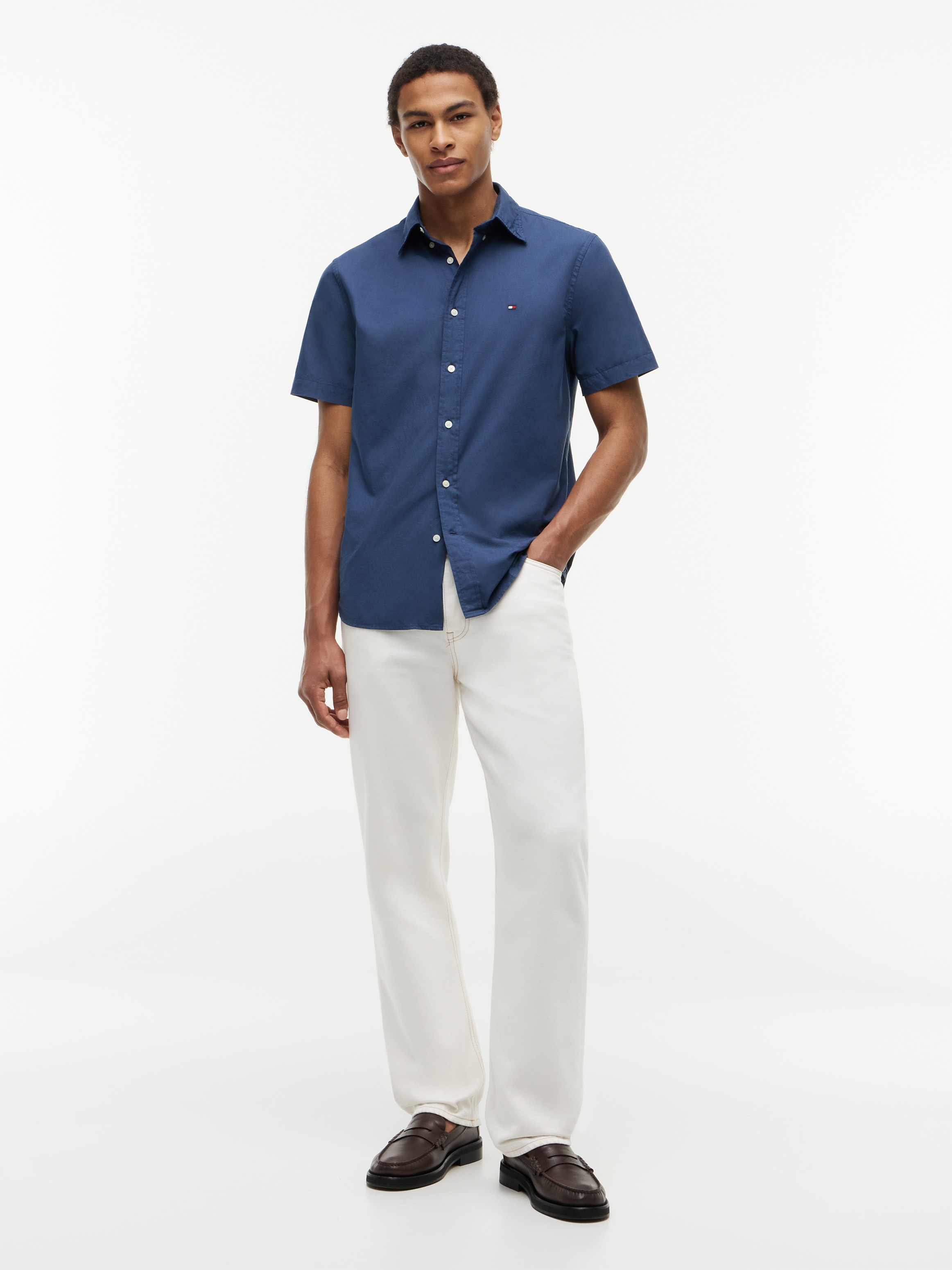 Tommy Hilfiger Kurzarmhemd »FLEX POPLIN HOUNDSTOOTH« Regular fit mit normalem Hemdkragen