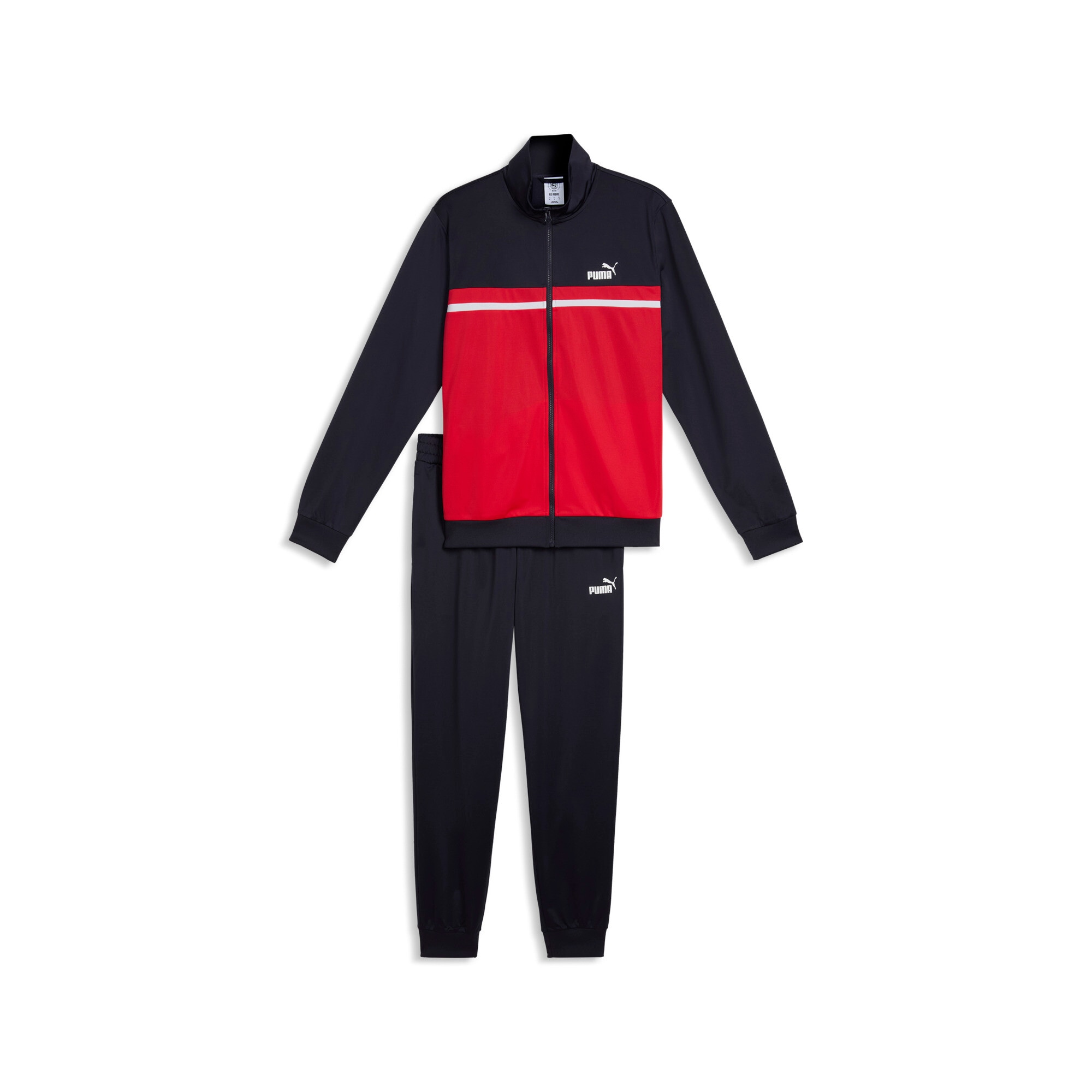 PUMA Trainingsanzug »POLY COLORBLOCK SUIT« 2 zweiteiliges Set, mit Reißverschluss am Oberteil, aus Polyester