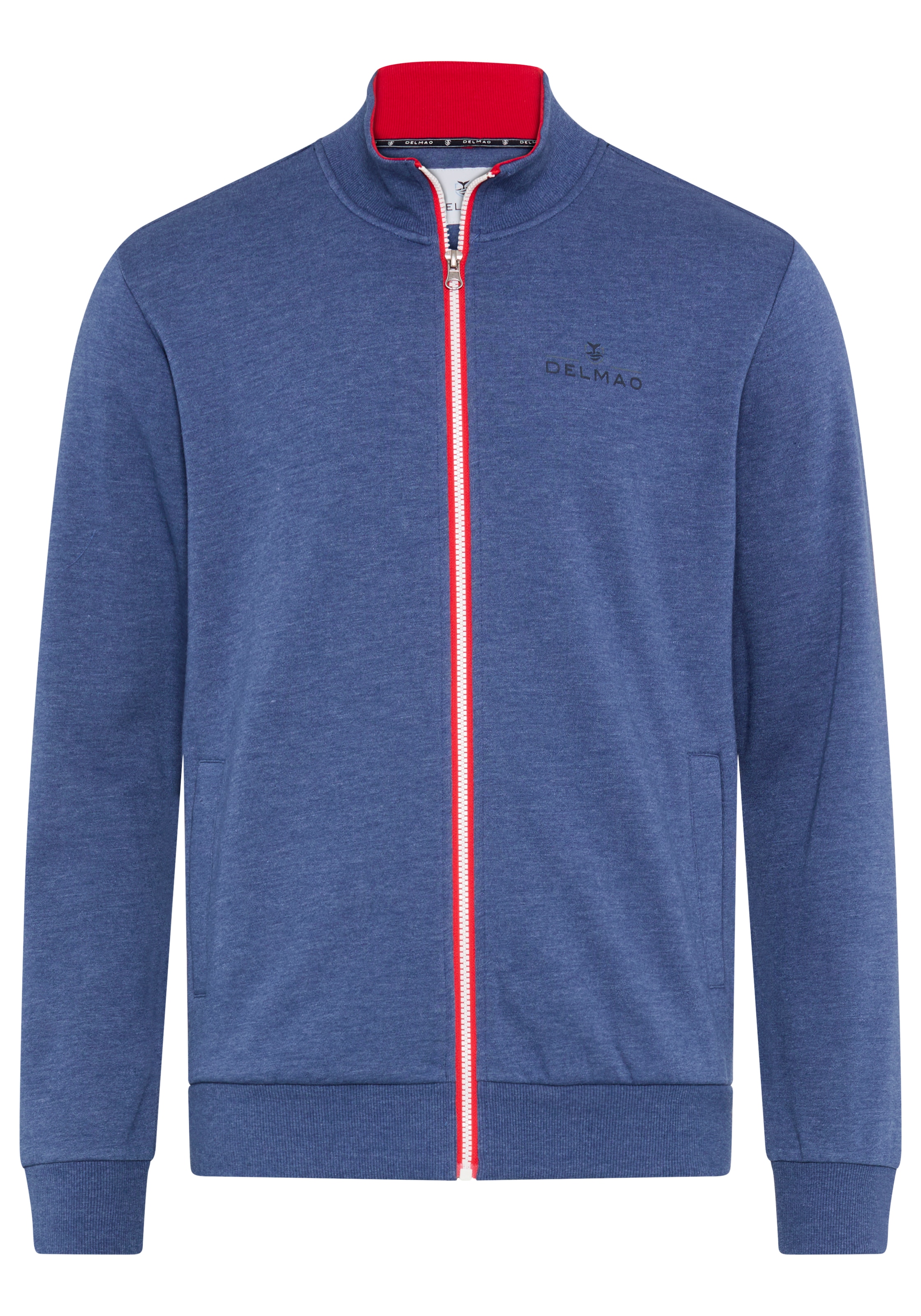 DELMAO Sweatjacke mit Reißverschluss, hochschließender Kragen, Langarm