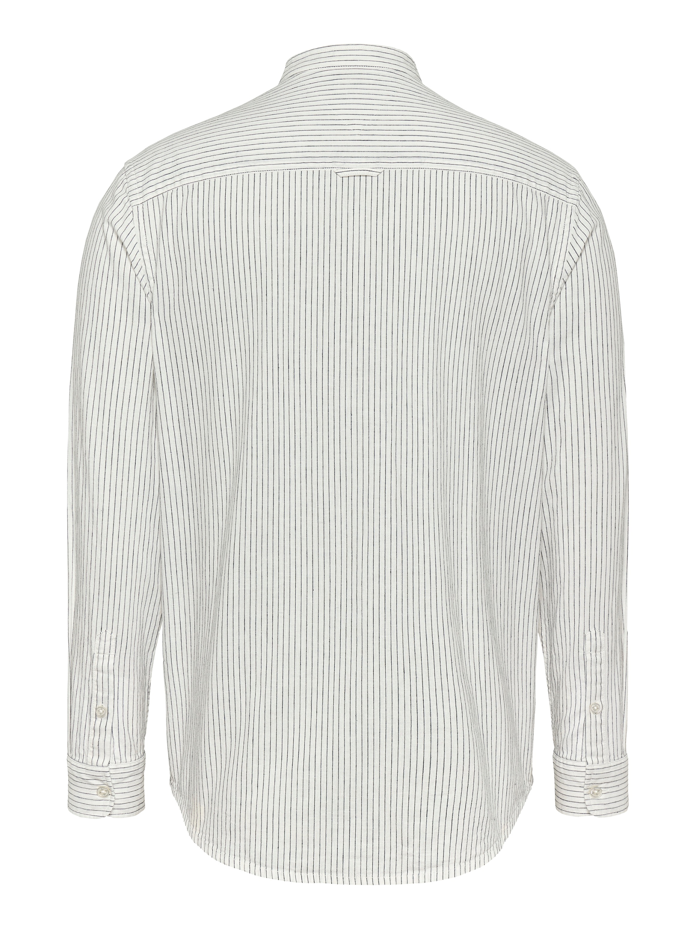 Tommy Jeans Langarmhemd »TJM LINEN MIX BND STP SHRT EXT«, Mit Rundhalsausschnitt