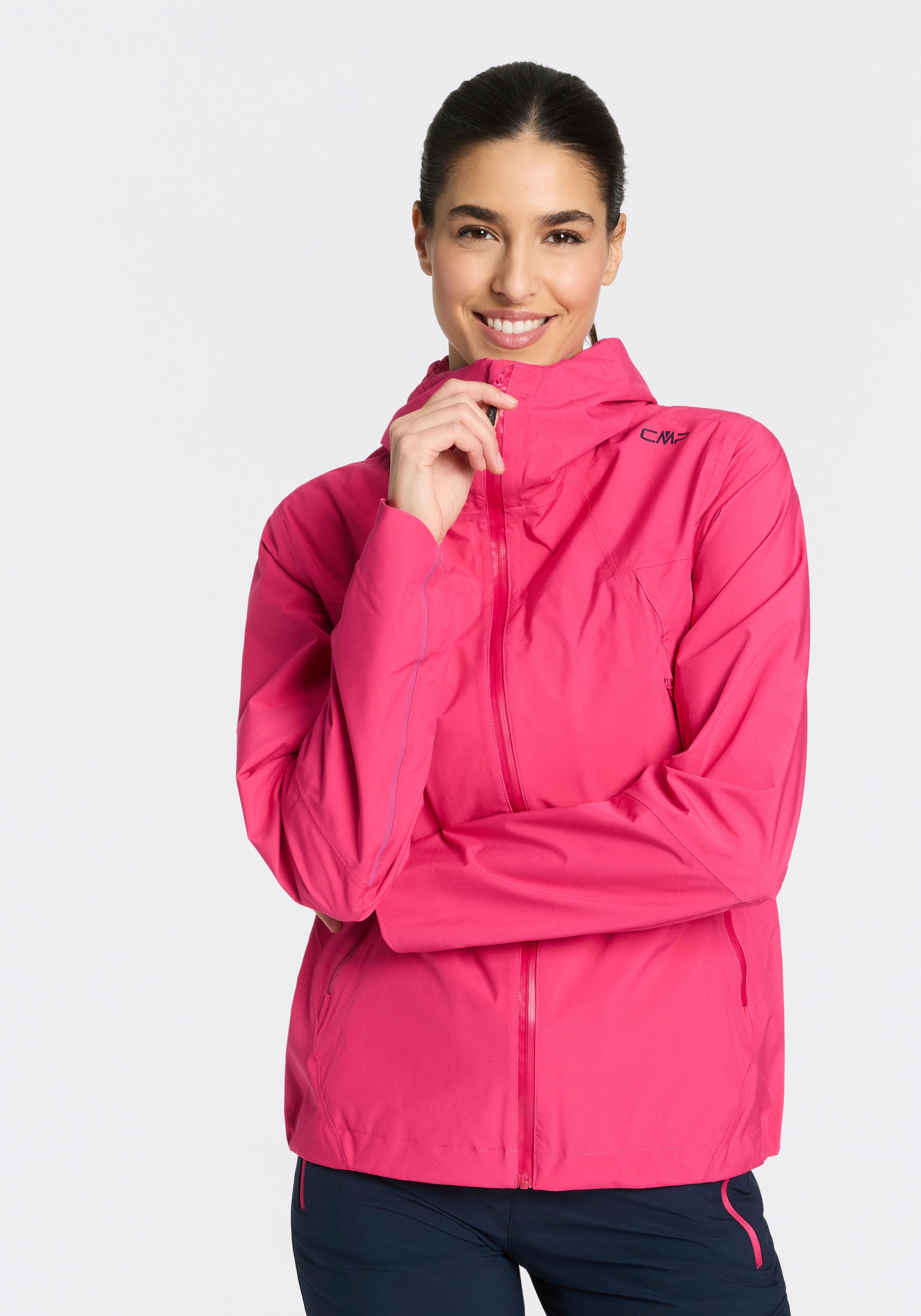 CMP Regenjacke mit regulierbarer Kapuze, Zwei-Lagen-Konstruktion, Übergangsjacke