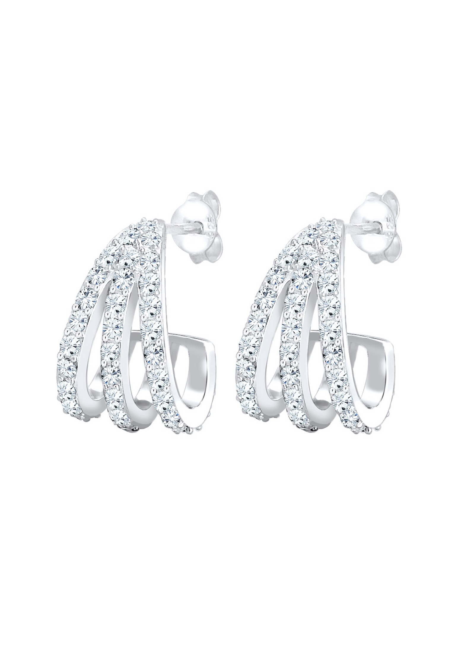 Elli Paar Creolen »Ohrringe Creolen Weiß 925 Sterling Silber, mit Kristallen von Swarovski®«