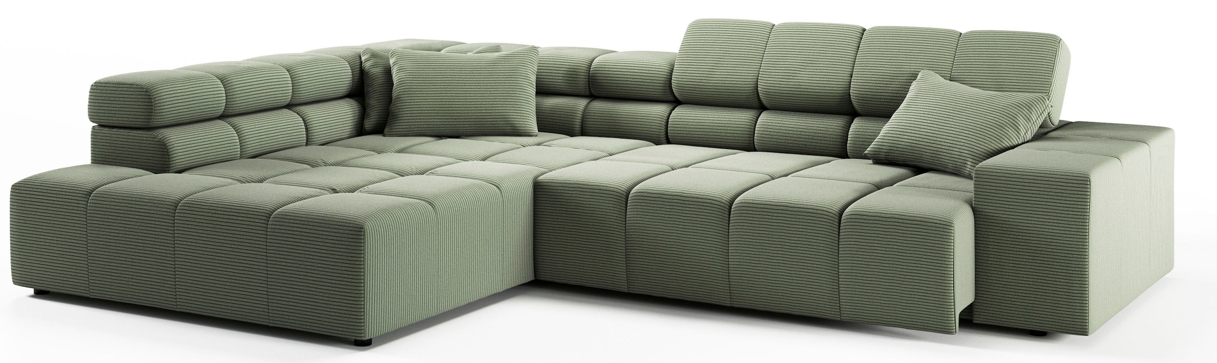 INOSIGN Ecksofa »Ancona incl. Kopfteilverstellung, Zierkissen Breite 319cm, L-Form«, wahlweise motorische Sitztiefenverstellung, auch in Cord + Easy Care