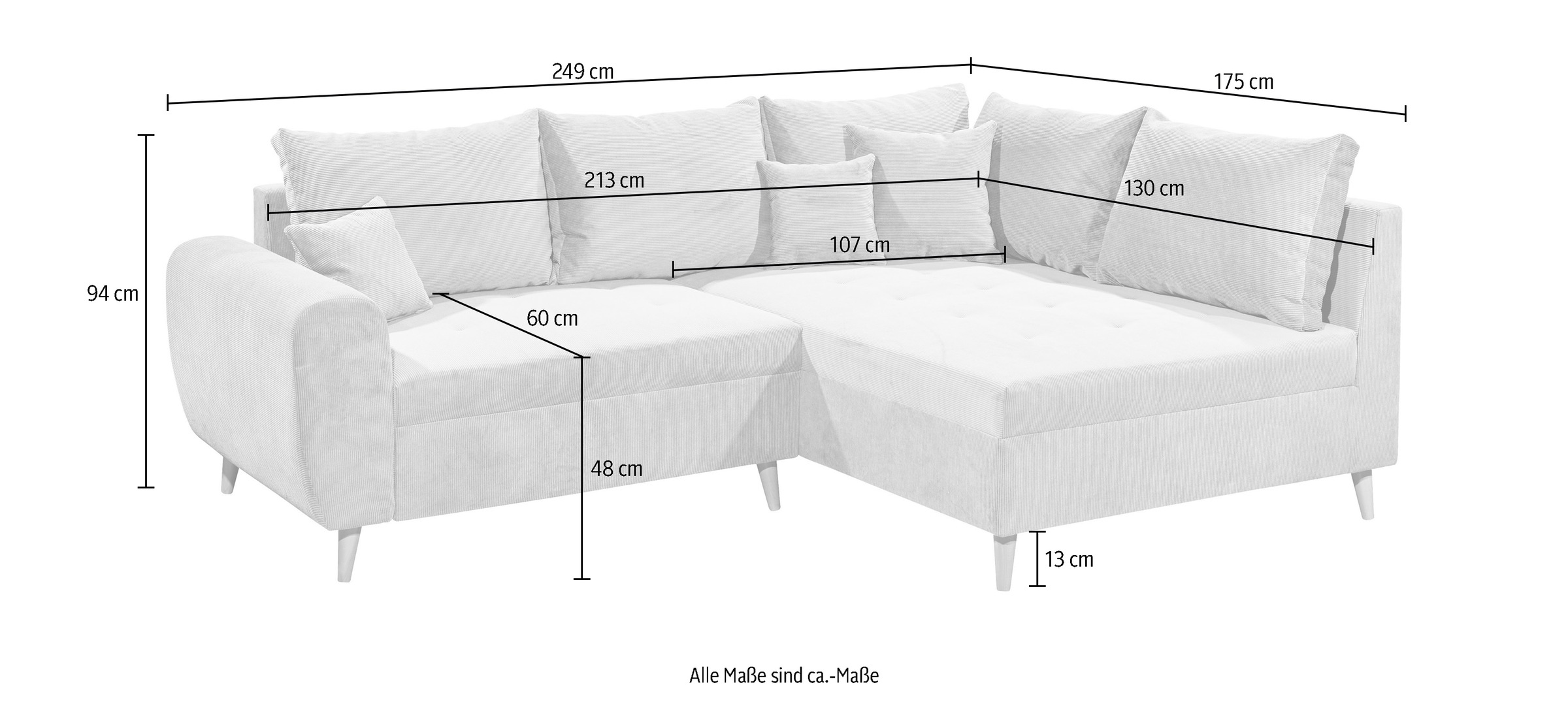 ED EXCITING DESIGN Ecksofa »Calanda L-Form«, mit Hocker & 3 Zierkissen