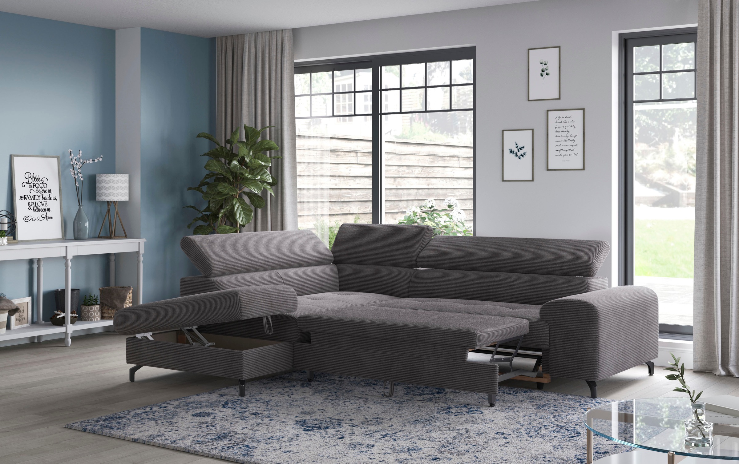 COTTA Ecksofa »Aura L-Form«, mit Schlaffunktion, Bettkasten und Kopfteilverstellung