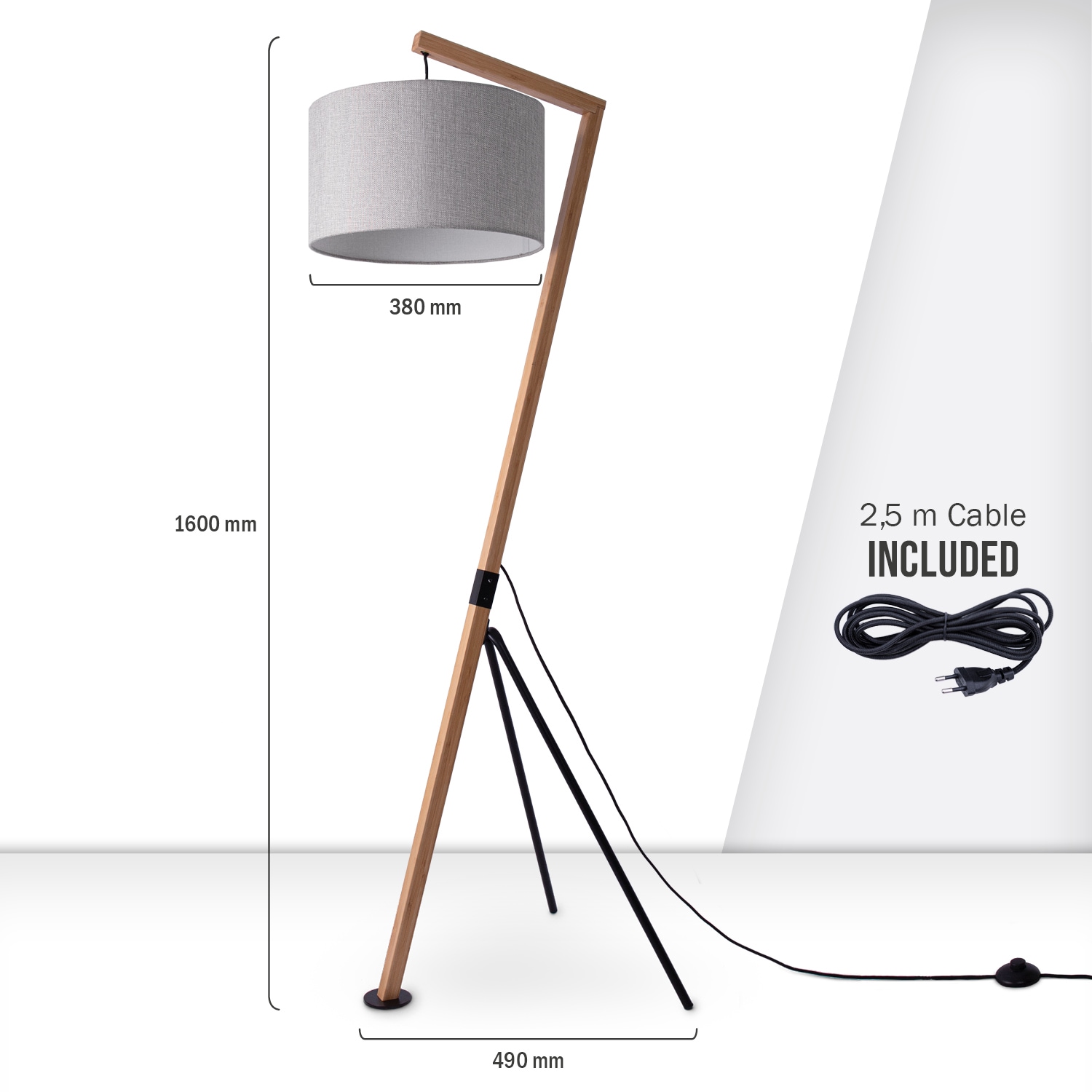 Paco Home Stehlampe »GALLOW«, 1 flammig, Leuchtmittel E27 | ohne Leuchtmittel, Modern Wohnzimmer Dreibein Holz Metall Vintage E27 Galgen