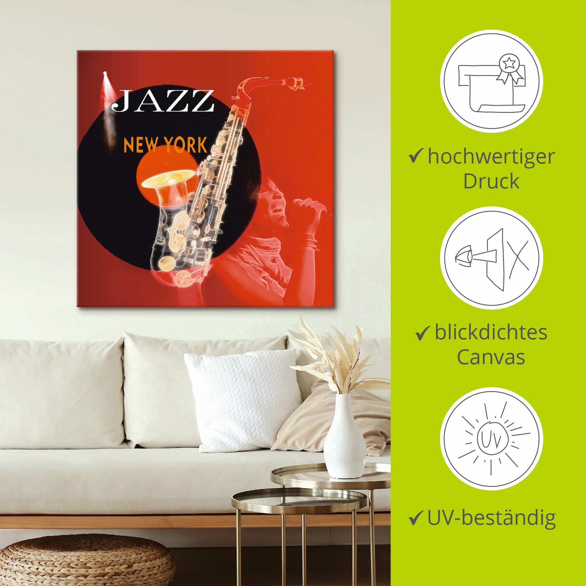 Artland Wandbild »Musik abstrakte Collage«, Instrumente, (1 St.), als Leinwandbild, Poster in verschied. Größen