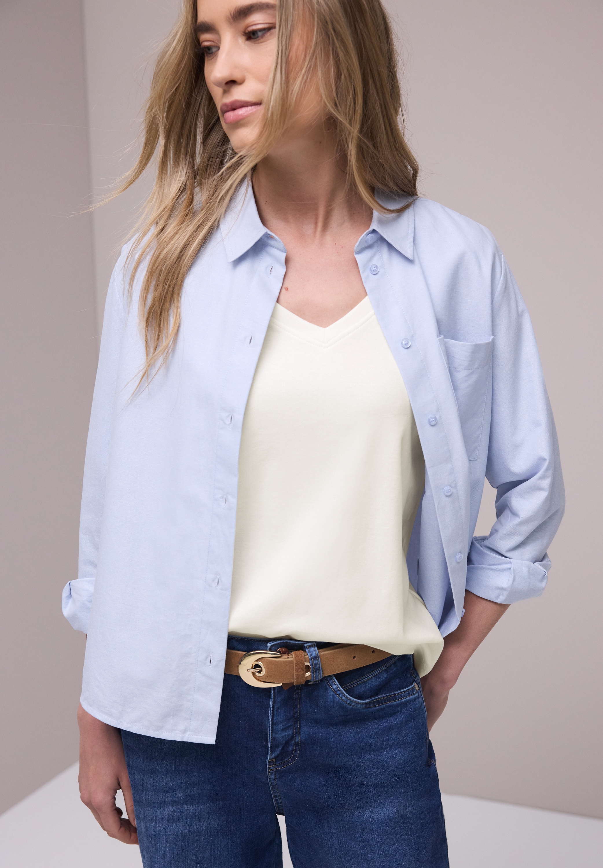 STREET ONE Kurzarmshirt mit V-Ausschnitt