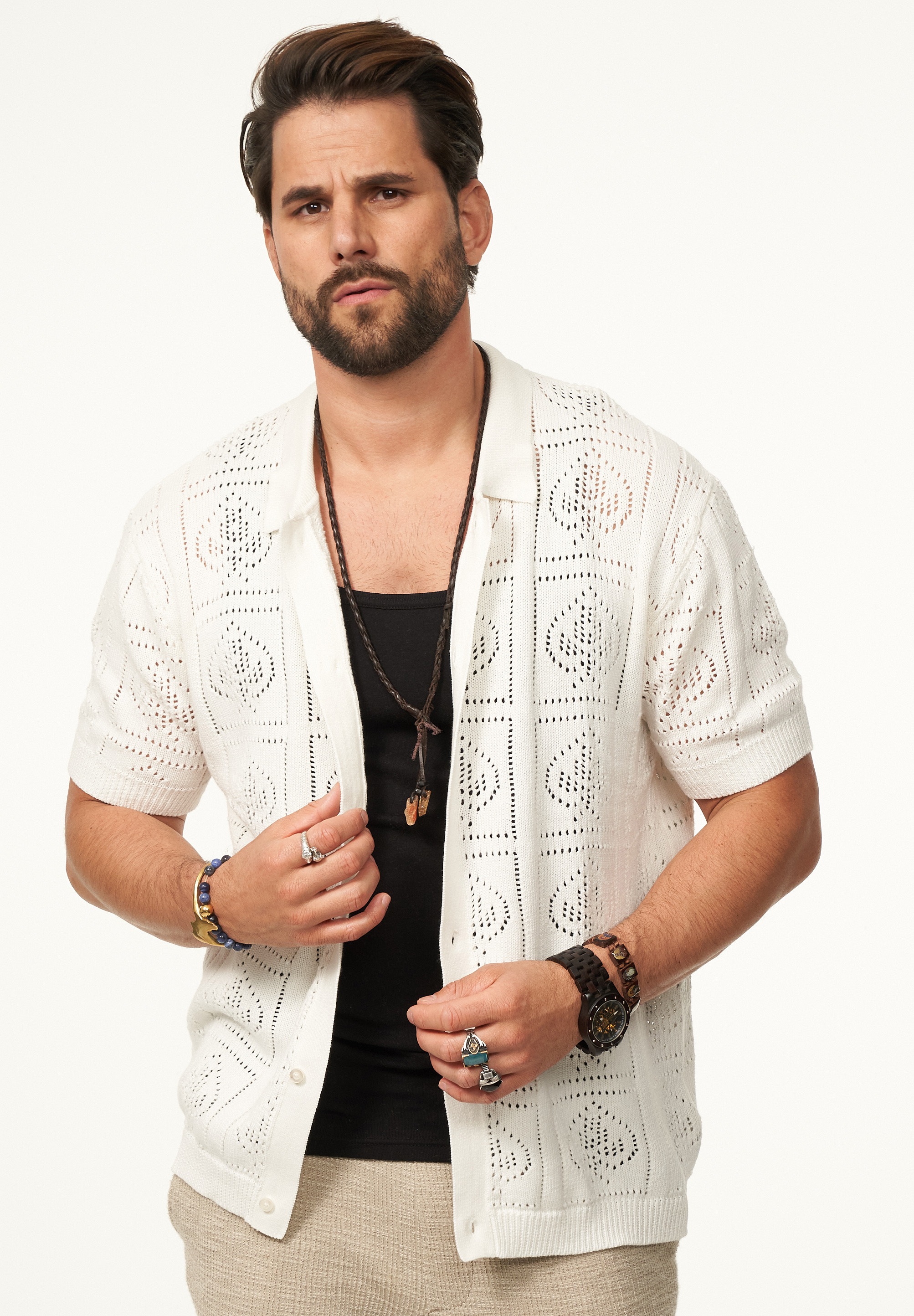 SOULSTAR Poloshirt »Kurzarm Strickhemd im Cardigan Stil mit Knopfleiste für Herren« Herren Kurzarm Strick Polo-Hemd Cardigan T-Shirt