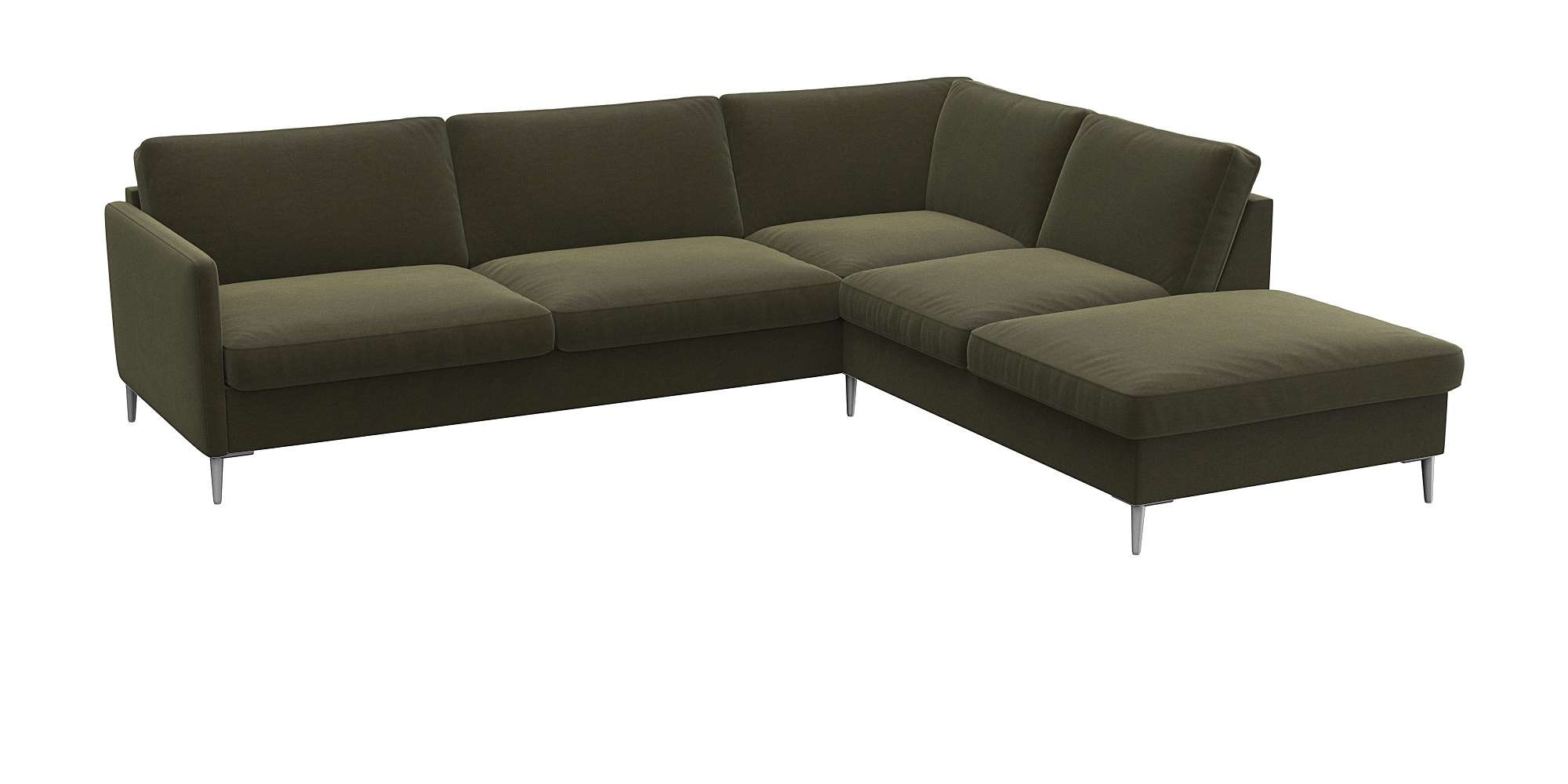 FLEXLUX Ecksofa »Fiore, L-Form, bequem und komfortabel durch hochwertigem Sitzaufbau«, schmale Armlehnen, Kaltschaum, Füße Alu