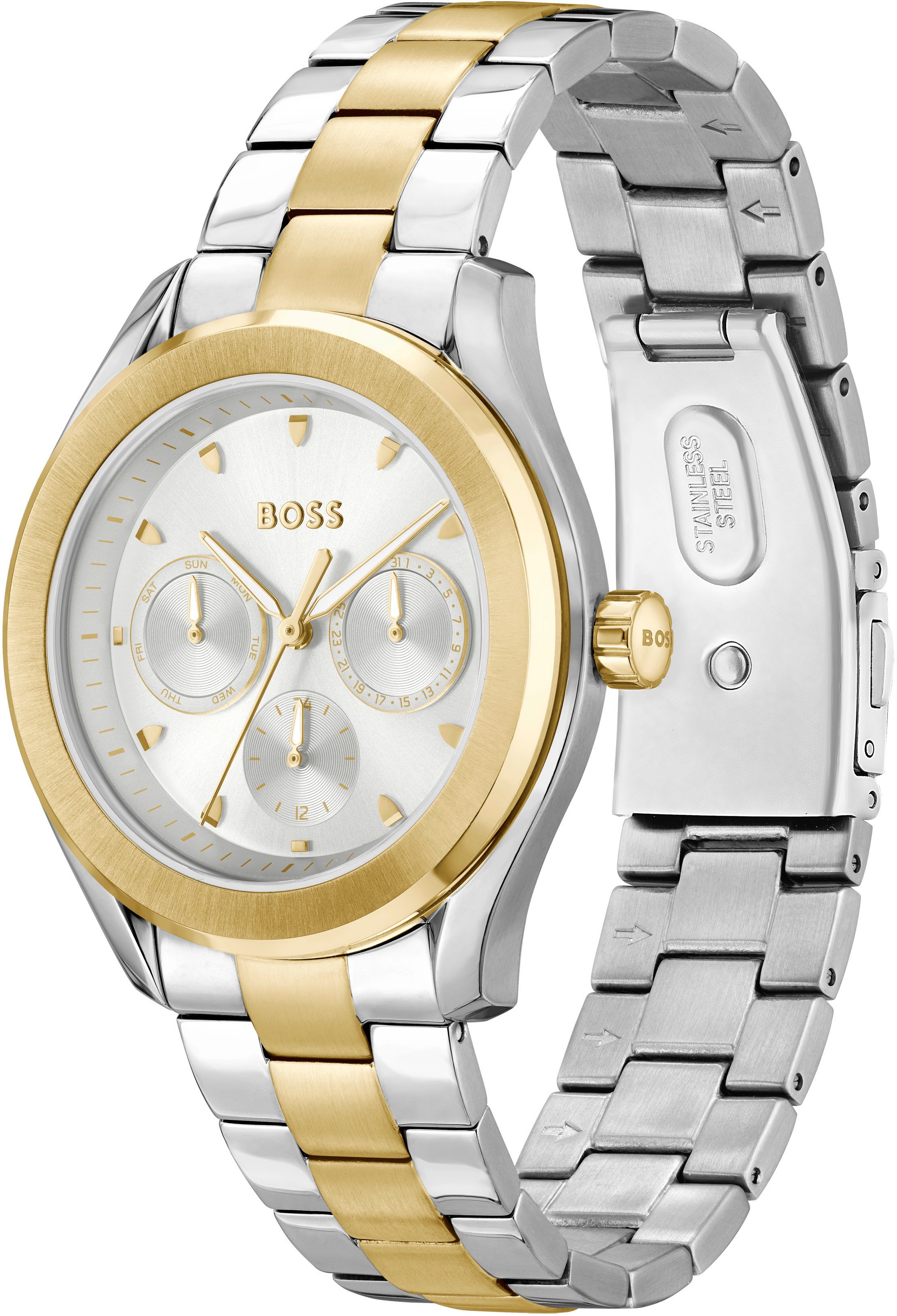 BOSS Multifunktionsuhr »LIDA«, Quarzuhr, Damenuhr, Armbanduhr, Datum, Edelstahlarmband