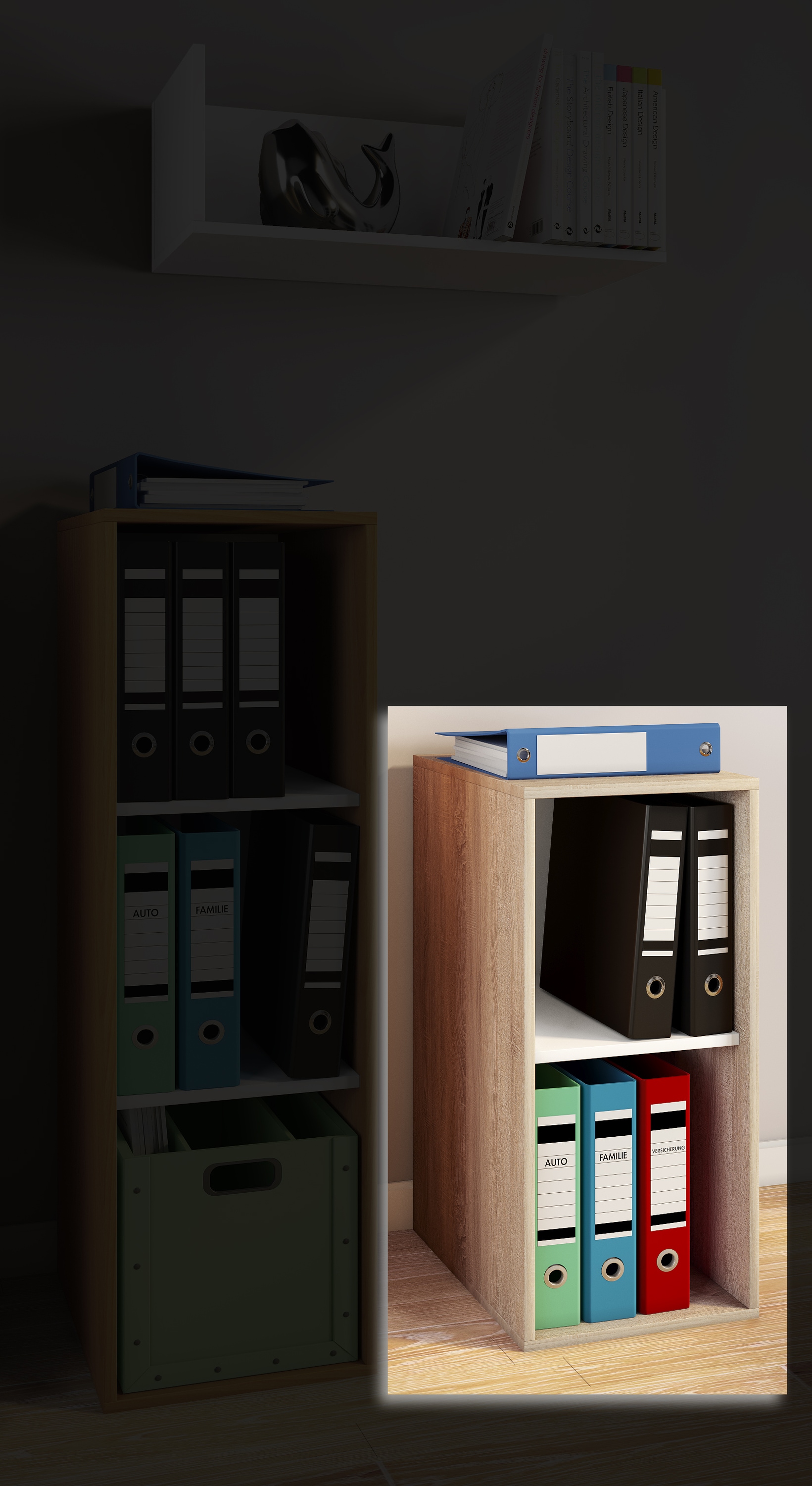VCM Aktenregal »VCM Holzregal stehend | platzsparender Aktenschrank | Maße ca. H. 74 x B. 35 x T. 37 cm | Elegantes Regal | Büroregal ¿ Lona I 2f«