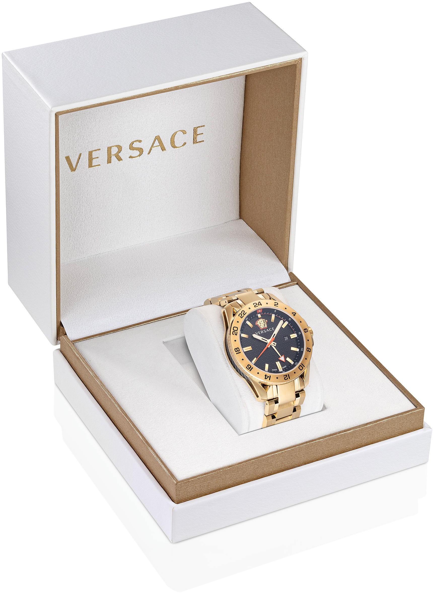 Versace Quarzuhr »SPORT TECH GMT, VE2W00522«, Armbanduhr, Herrenuhr, Saphirglas, Datum, Swiss Made, Leuchtzeiger