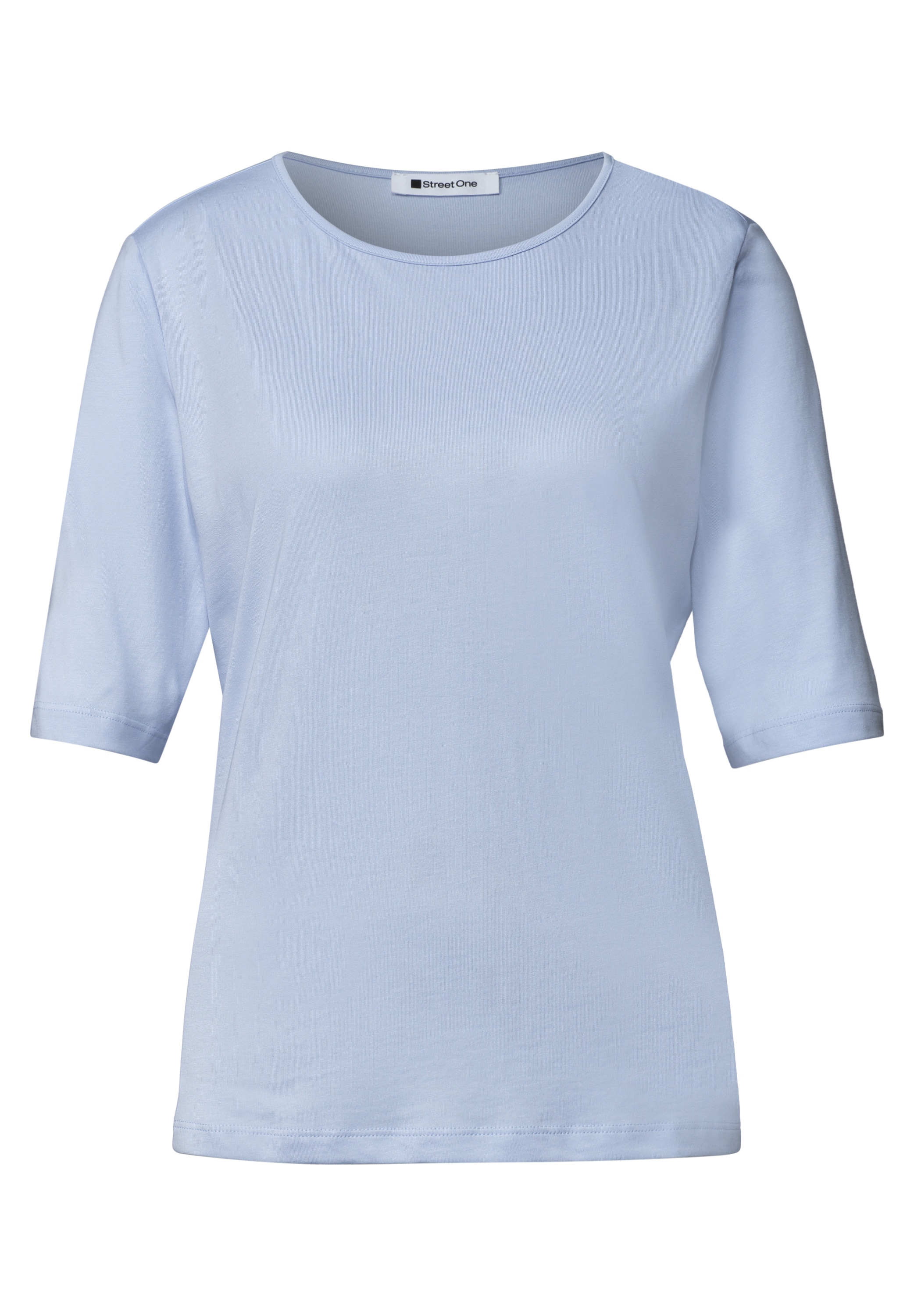 STREET ONE Kurzarmshirt Sommershirt mit Rundhals - Unifarbe