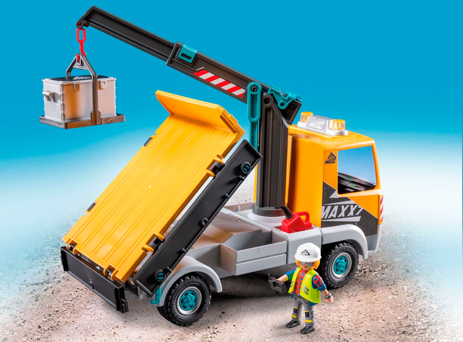 Playmobil® Konstruktions-Spielset »Baustellen-LKW mit Kran (71750), Playmobil Action Heroes«, (55 St.)