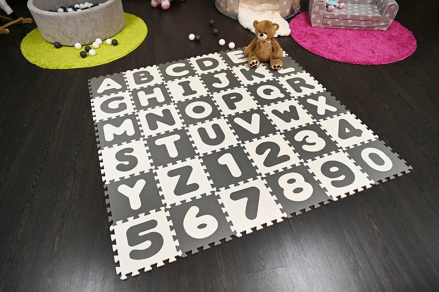 Knorrtoys® Puzzle »Alphabet + Zahlen, grau-weiß«, Puzzlematte, Bodenpuzzle