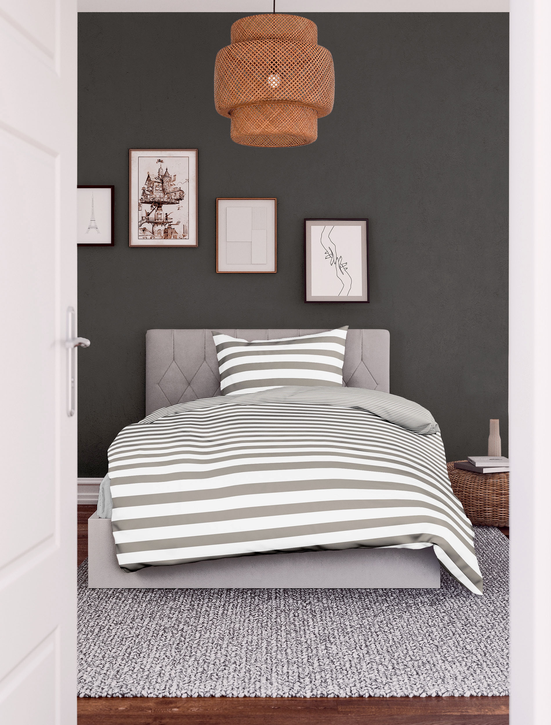 BIERBAUM Bettwäsche »Modern Stripes«, Mako-Satin, 100 % Baumwolle, gestreift, pflegeleicht