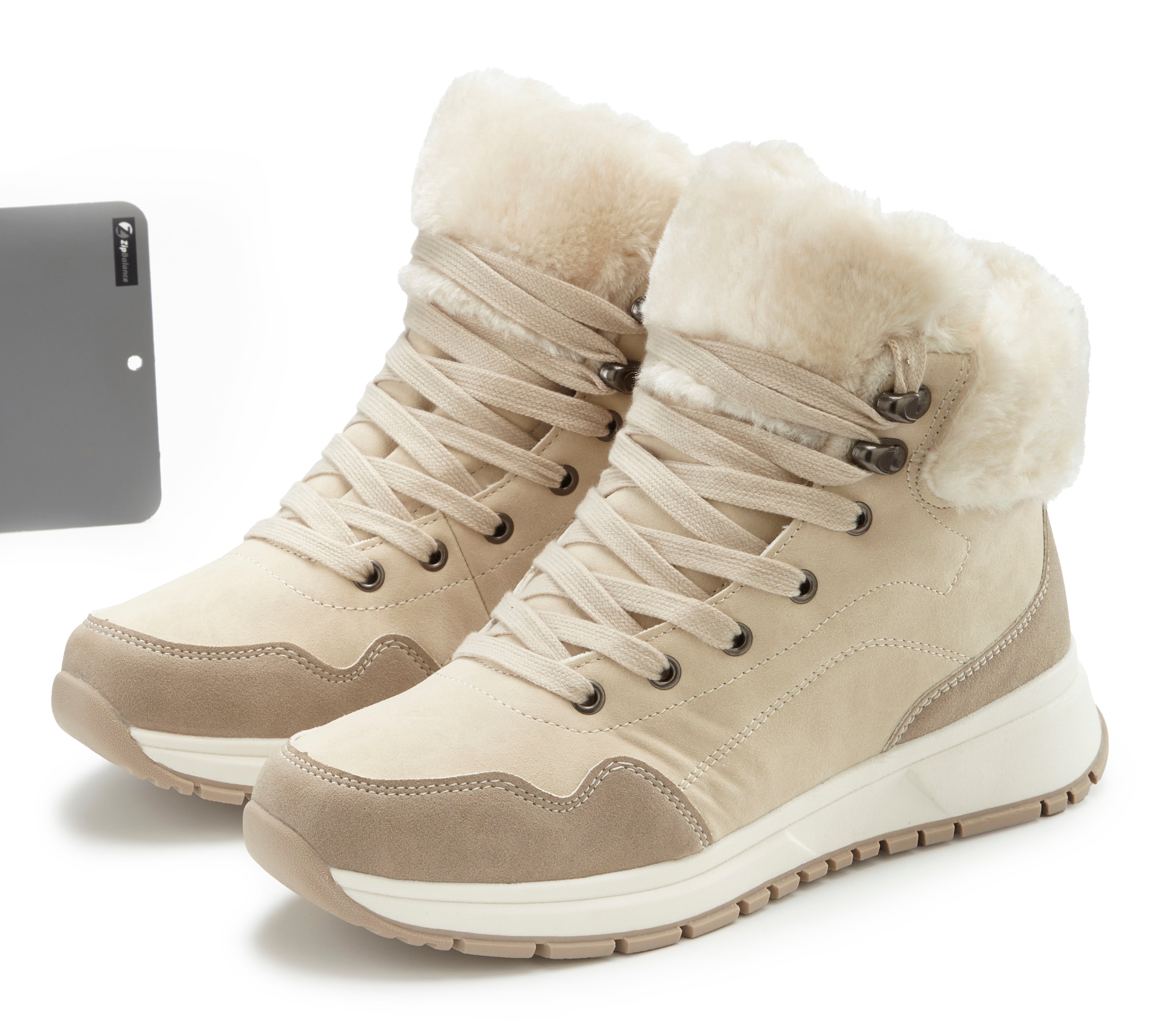 LASCANA Winterstiefelette »High Top Sneaker, Schnürschuh, Boots, Stiefelette«, aus wasserabweisendem Material mit Warmfutter VEGAN